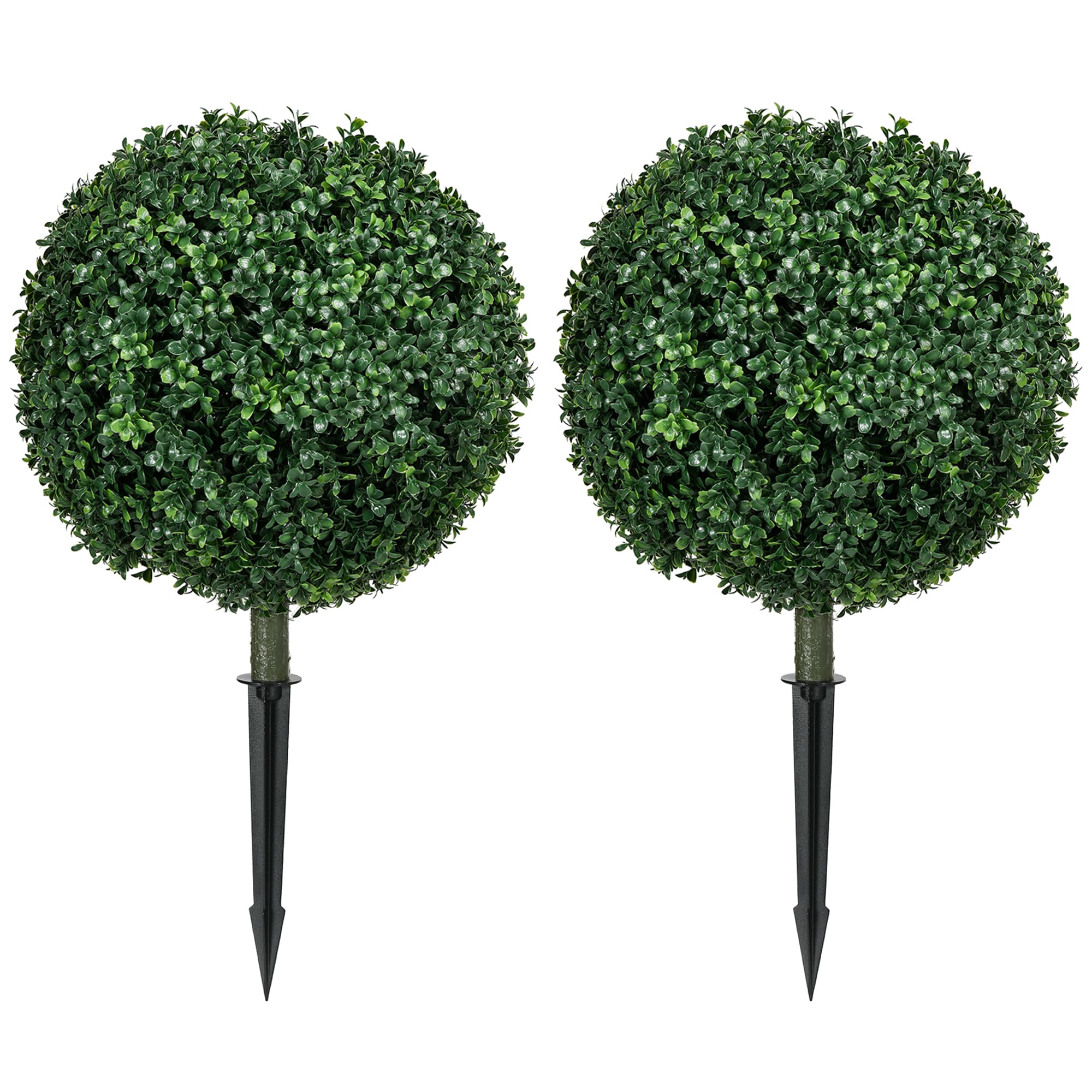 Blisstyle - Homcom 1.3 Artificial Boxwood Topiary Trees with Ground Stake Uv Resistant Set of 2 B...