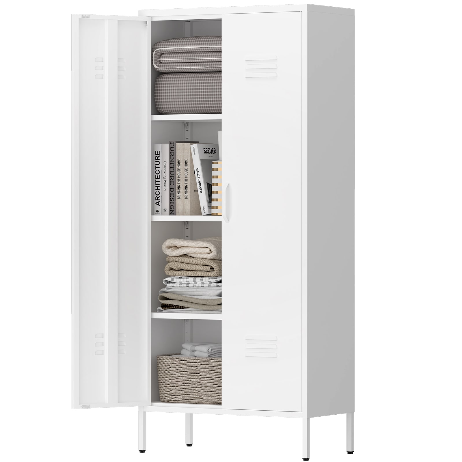 Flynama Storage Cabinet 27.56-in W x 63-in H Steel White Freestanding Utility Storage Cabinet