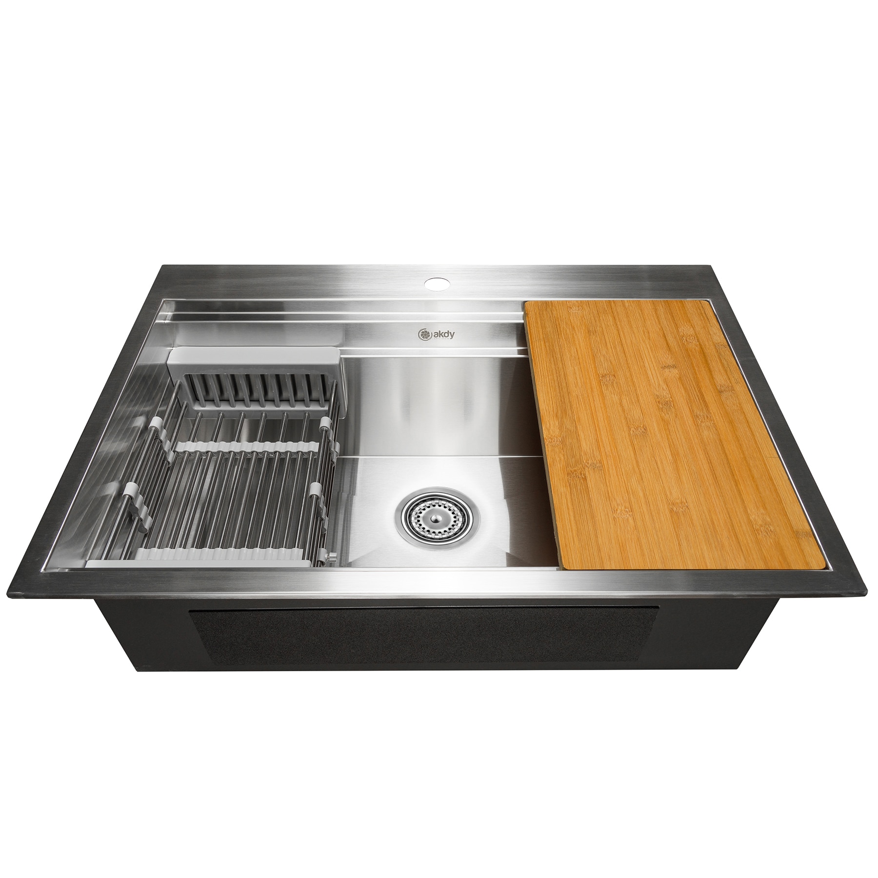 AKDY LEUKS236 Drop-in 33-in x 22-in Stainless steel Single bowl 1-Hole 18 -Gauge Workstation Kitchen Sink