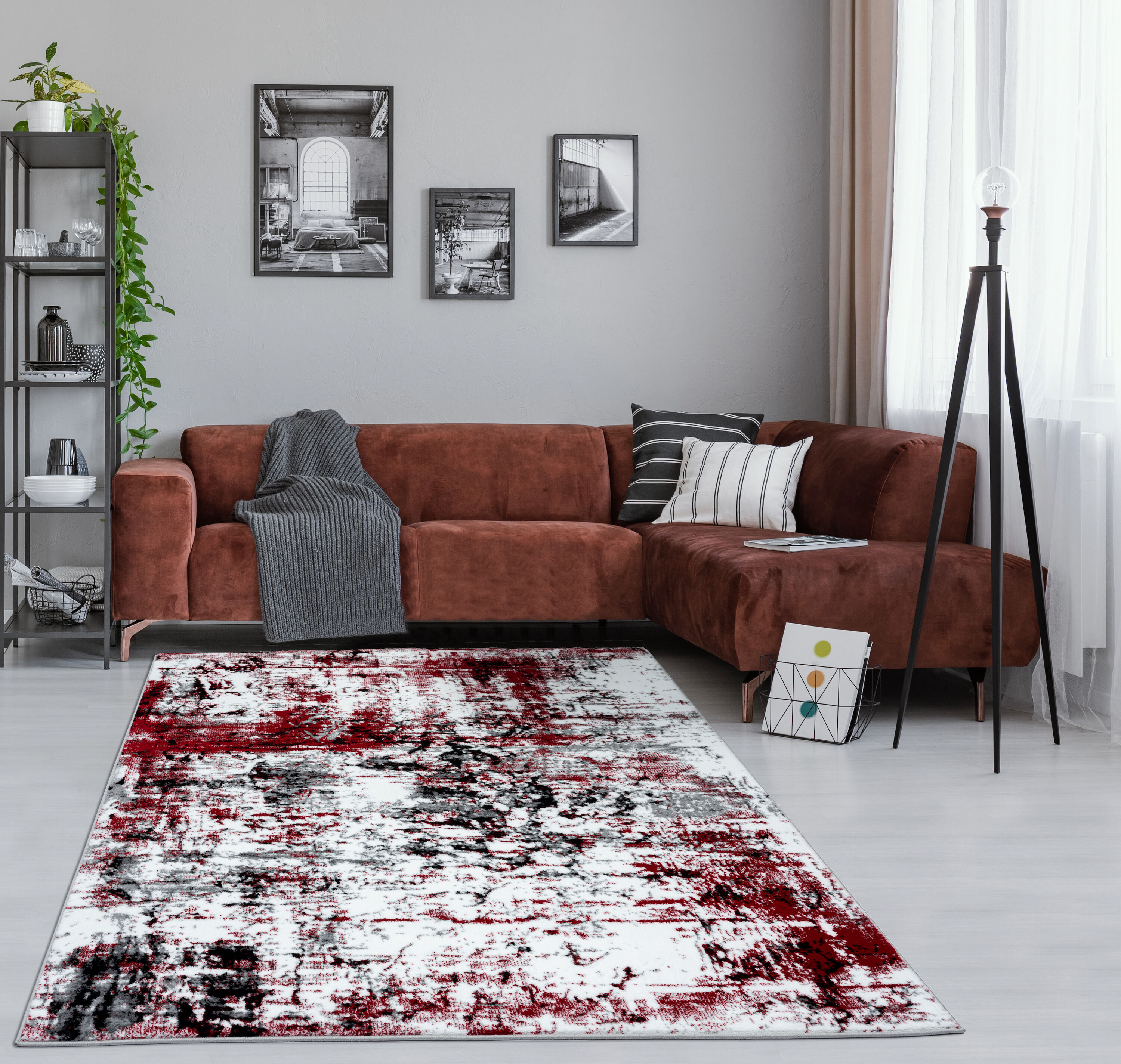 MDA Rugs SM0523 Samos 2 x 3 (ft) Polypropylene Gray/Yellow Rectangular Indoor Abstract Area rug