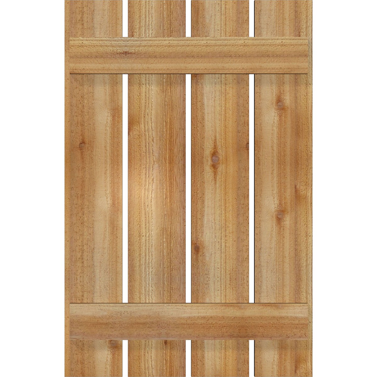Ekena Millwork RBS06S23X035RWR 23-in W x 35-in H Unfinished Paintable/Stainable Board and batten Spaced Wood Exterior Shutters ( 2 -Pack )