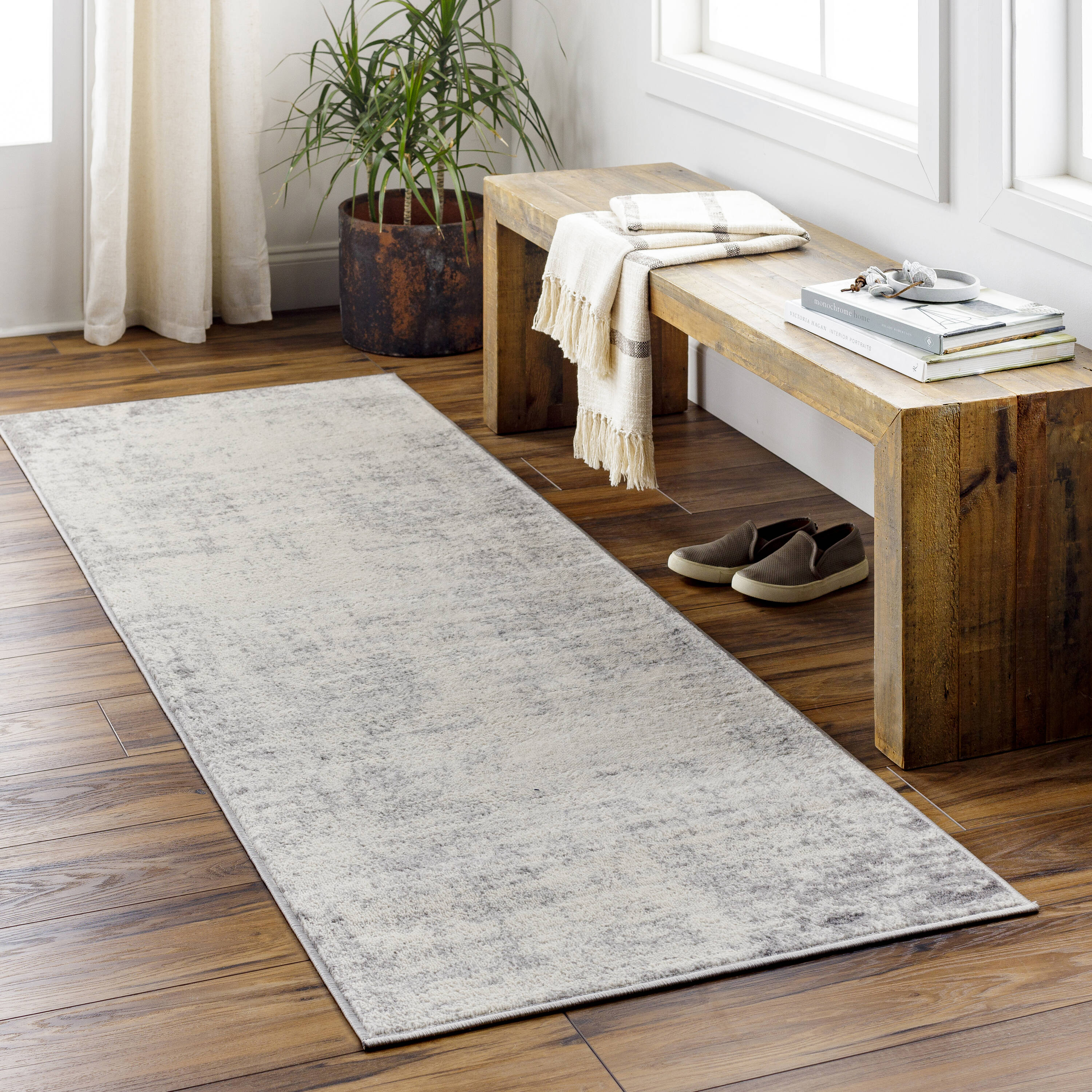 Livabliss ROM2393-2773 Roma 2 x 7 (ft) Loomed Polypropylene Charcoal, Gray, Light Gray, Off-White Rectangular Indoor Abstract Area rug