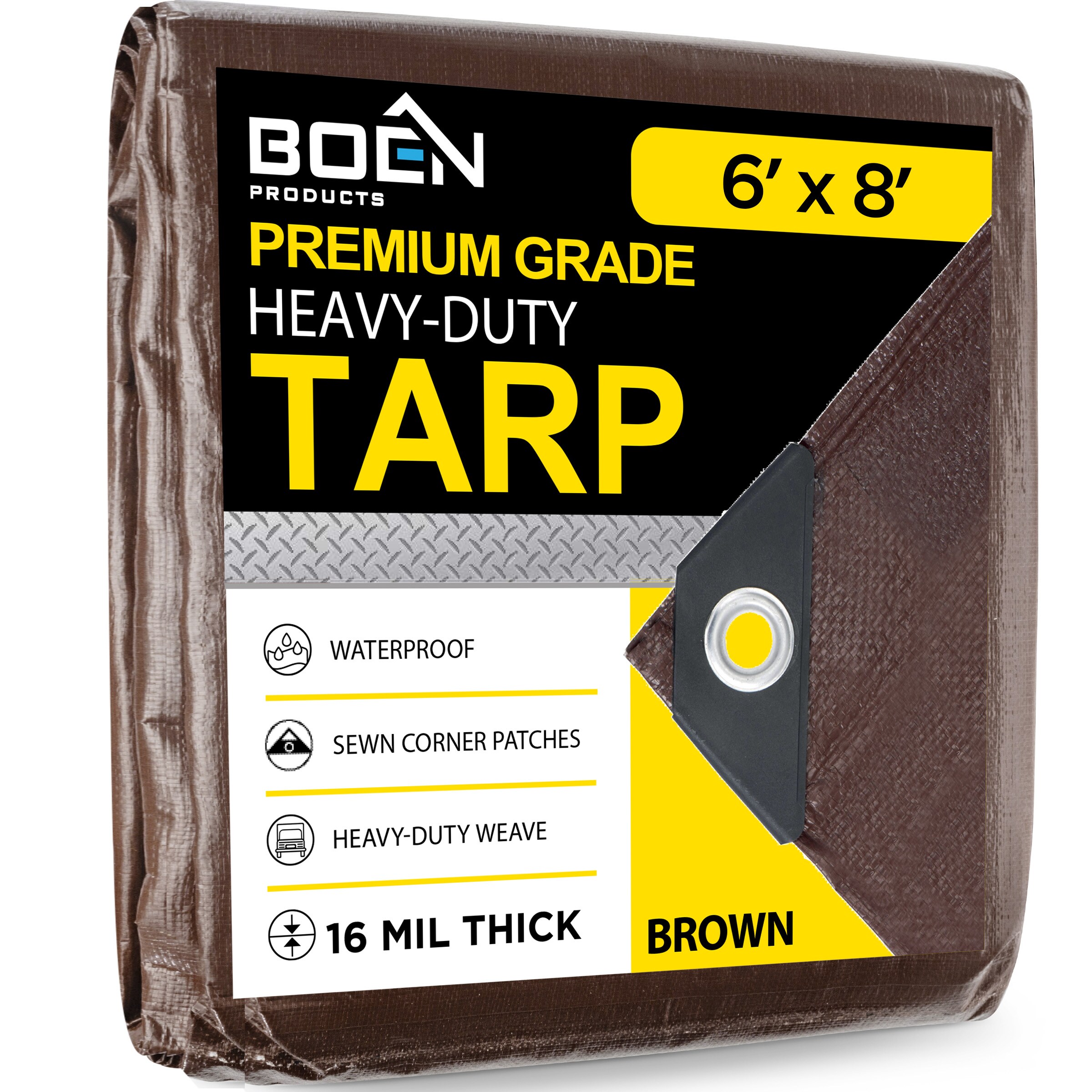 BOEN BR16T-68 6-ft x 8-ft Brown Waterproof Commercial Polyethylene 16-Mils Tarp
