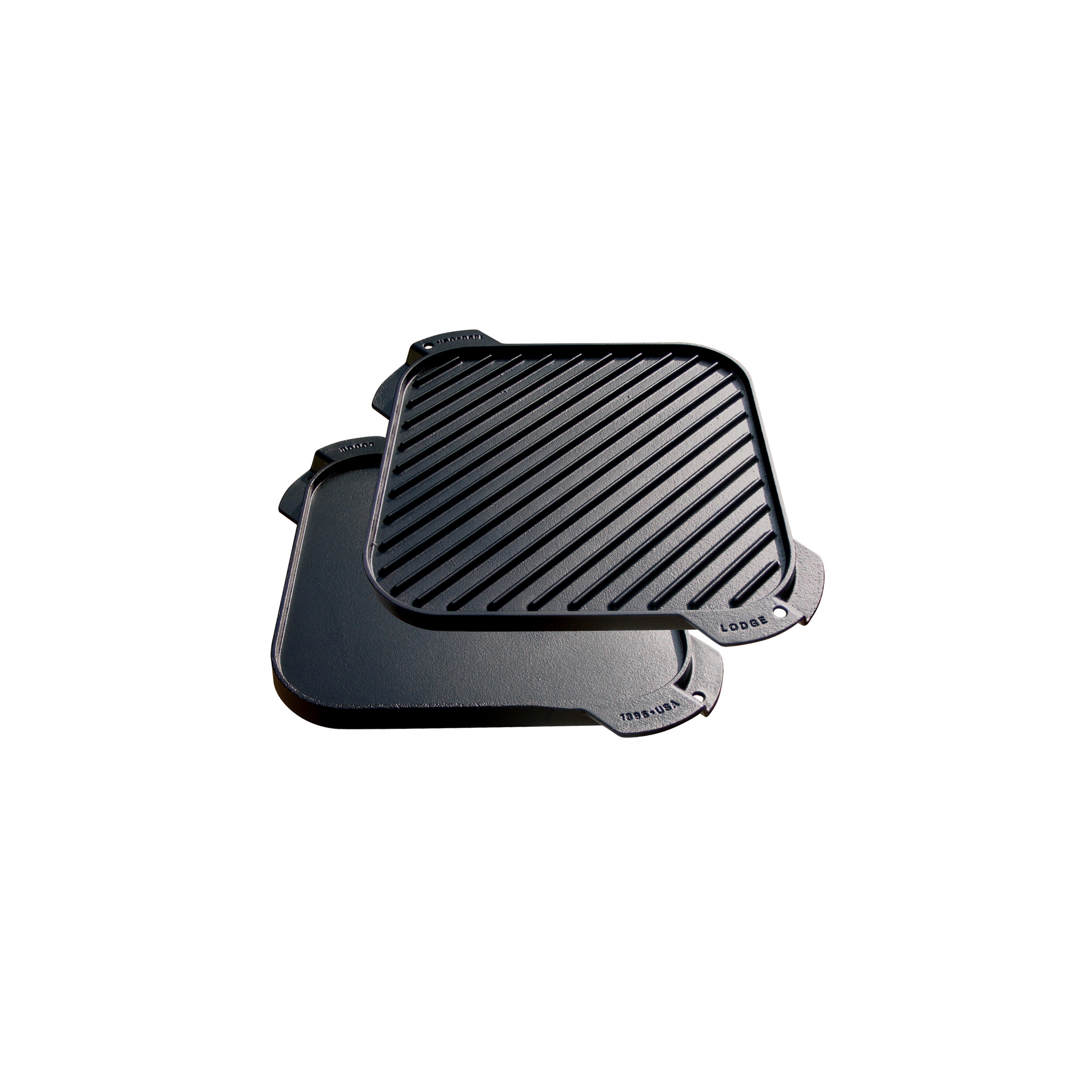 Lodge Cast Iron 10.5 Inch Square Cast Iron Reversible Grill/Griddle -  Induction Compatible - Black in the Cooking Pans & Skillets department at