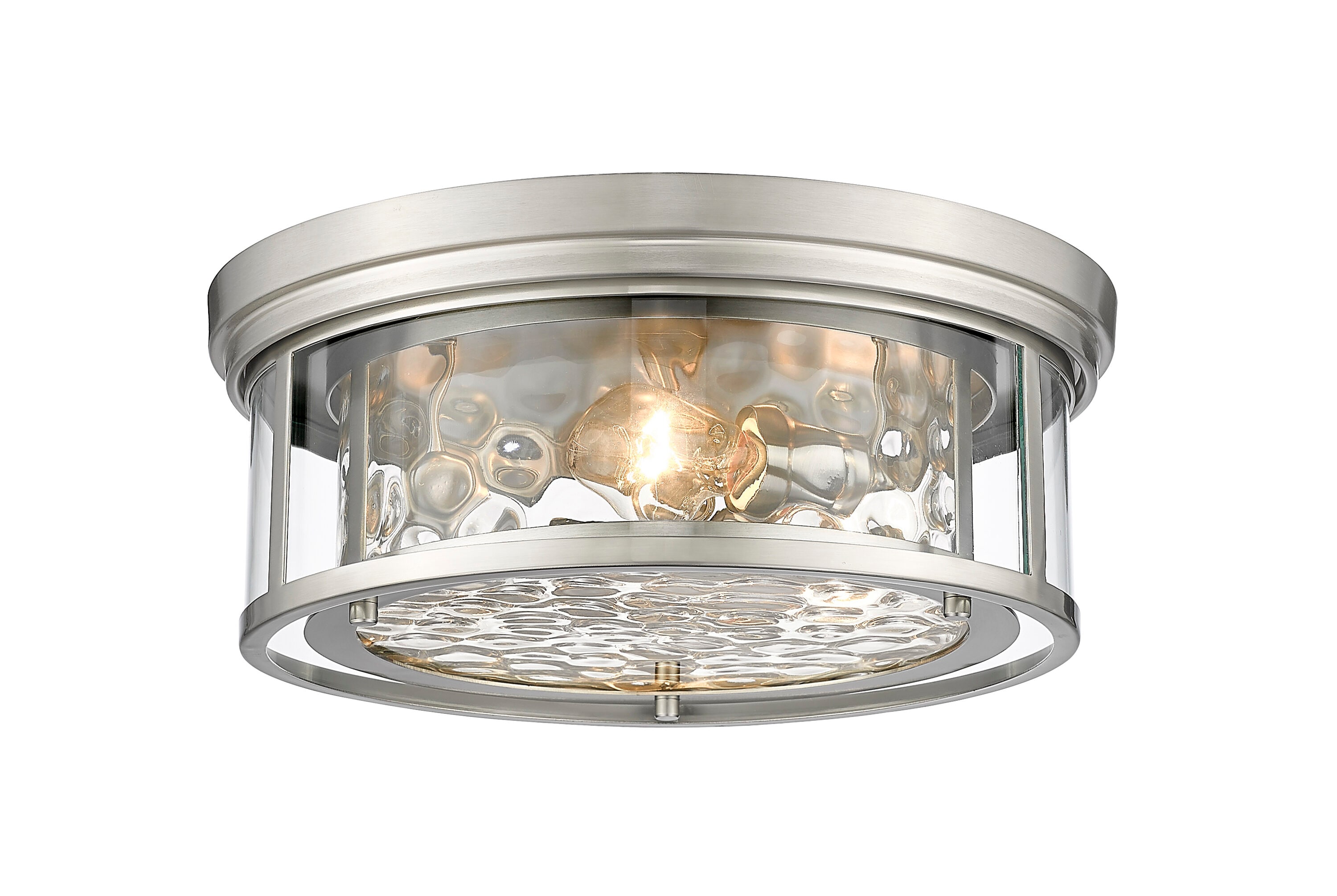Brushed Nickel 16" Glass 3-Light Flush Mount