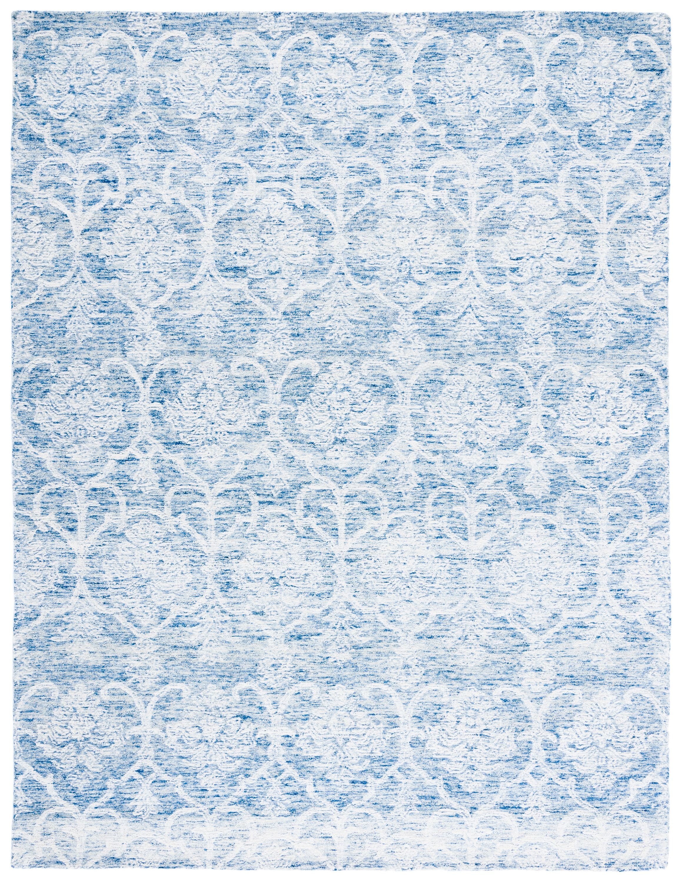Safavieh MET996M-8 Metro Mizka 8 x 10 (ft) Tufted Wool Blue/Ivory Rectangular Indoor Floral/Botanical Farmhouse/Cottage Area rug