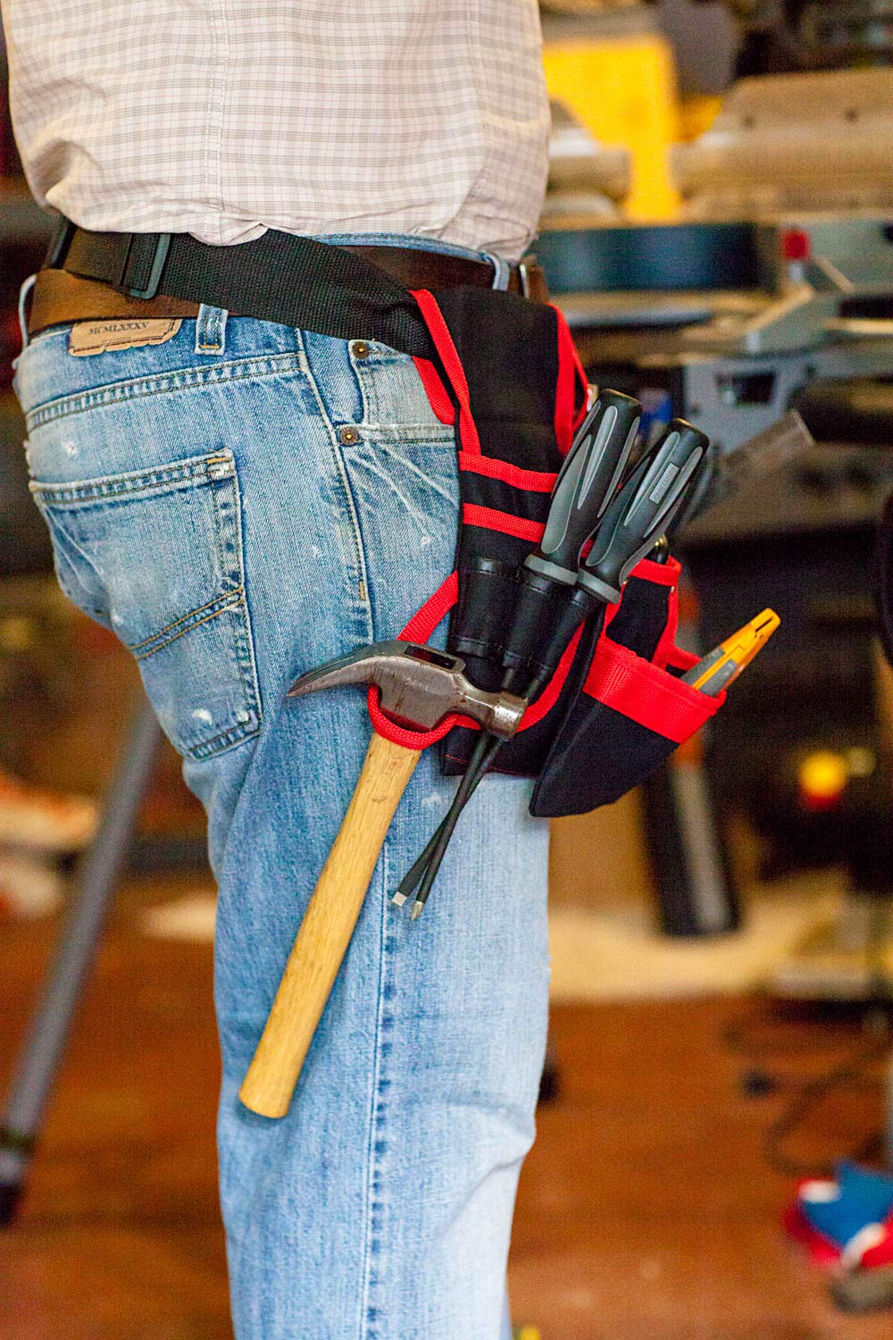 12 Pocket Leather Tool Belt Carpenter Construction 2 Hammer holder