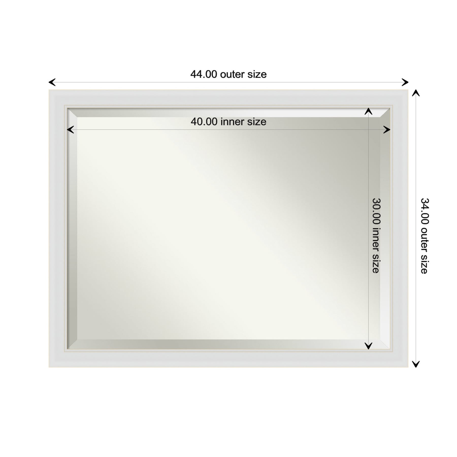 Amanti Art Flair Soft White Frame 44-in x 34-in Bathroom Vanity Mirror ...