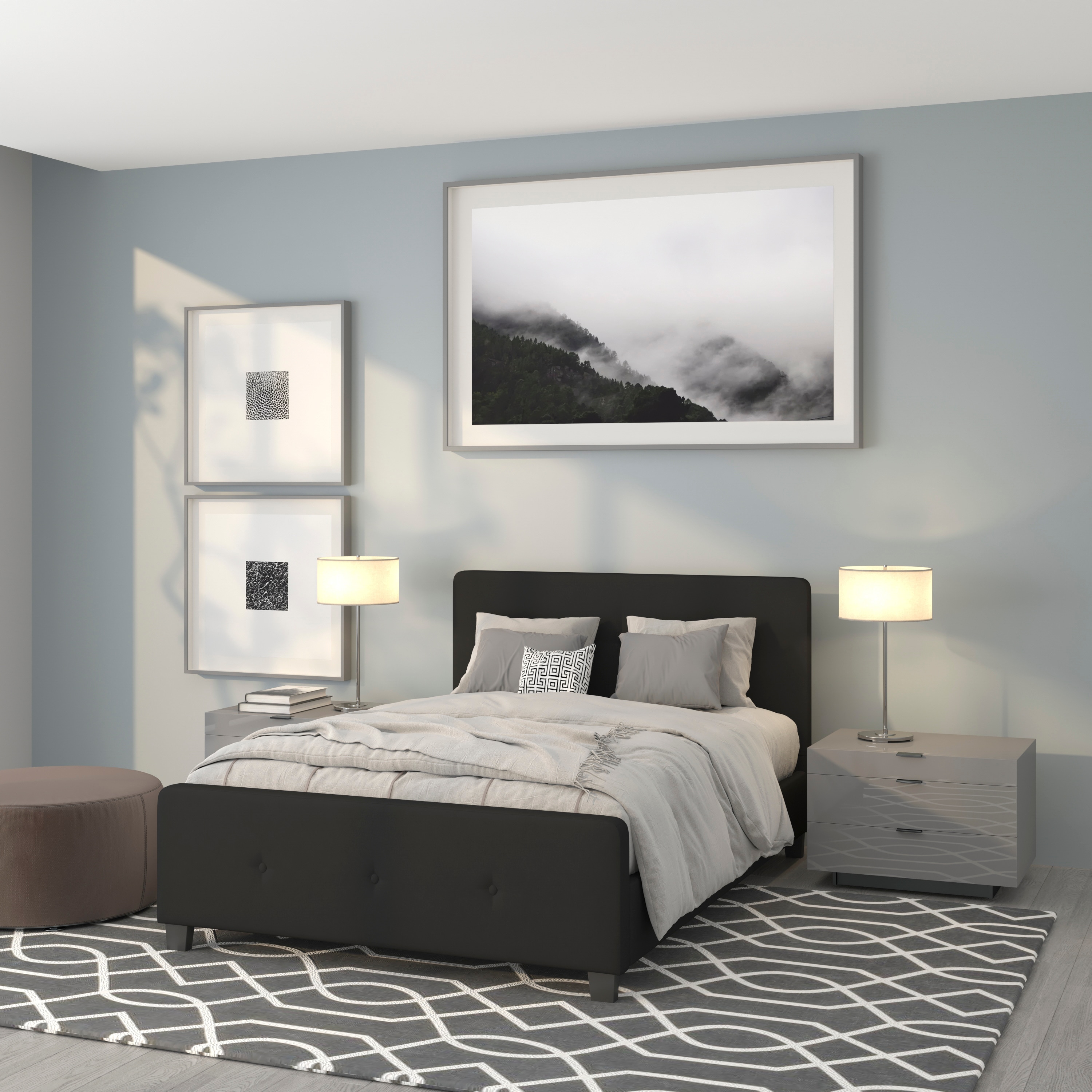 Flash Furniture 889142255048 Tribeca Black Full Upholstered Platform Bed