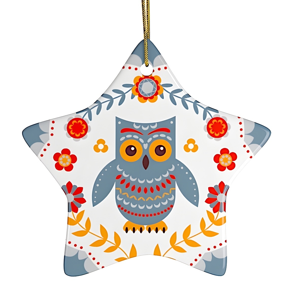 OrnamentallyYou 346 Scandinavian Owl Ornament Ethnic Folk Boho Decoration Mexican Style Star Version