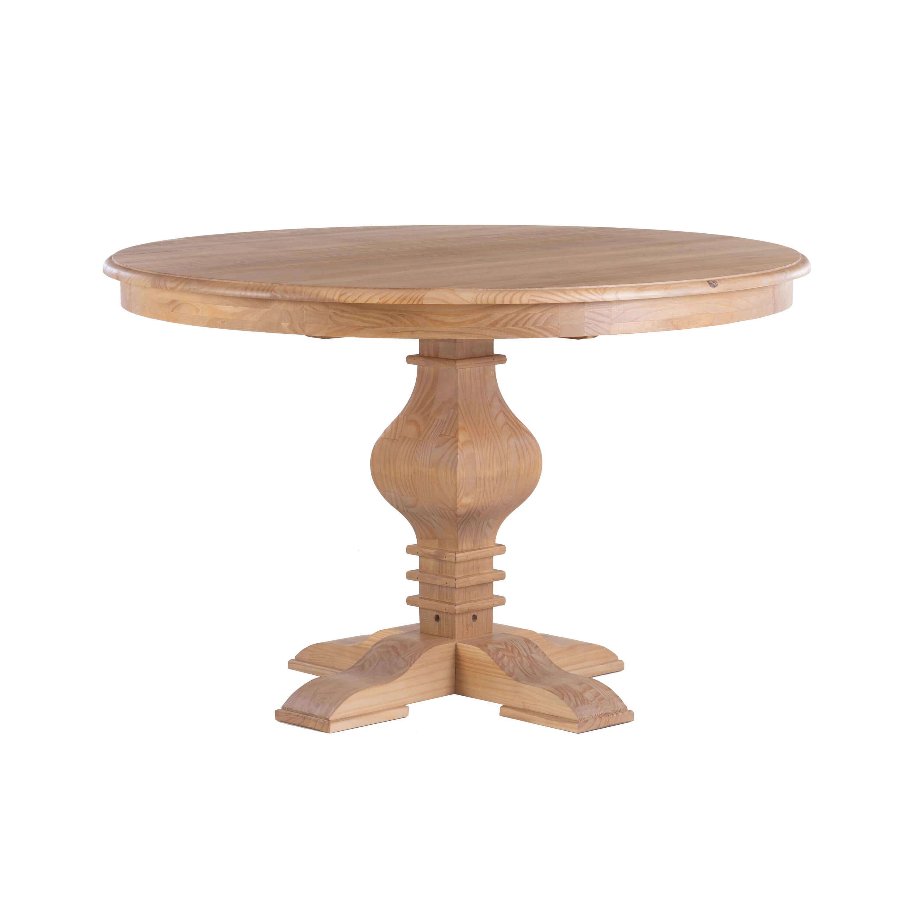 Linon Rustic Honey Round Traditional Dining Table, Wood with Honey Wood Pedestal Base 47.25-in L x 30.33-in H