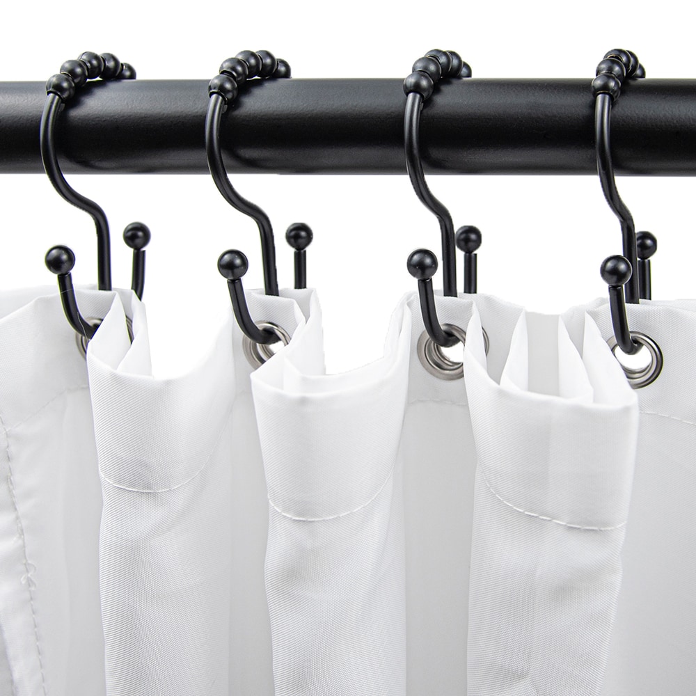 Shower Curtain Hooks Rings, Rust-Resistant Metal Double Glide Shower Hooks  for Bathroom Shower Rods Curtains, Set of 2 Hooks - Matte Black 