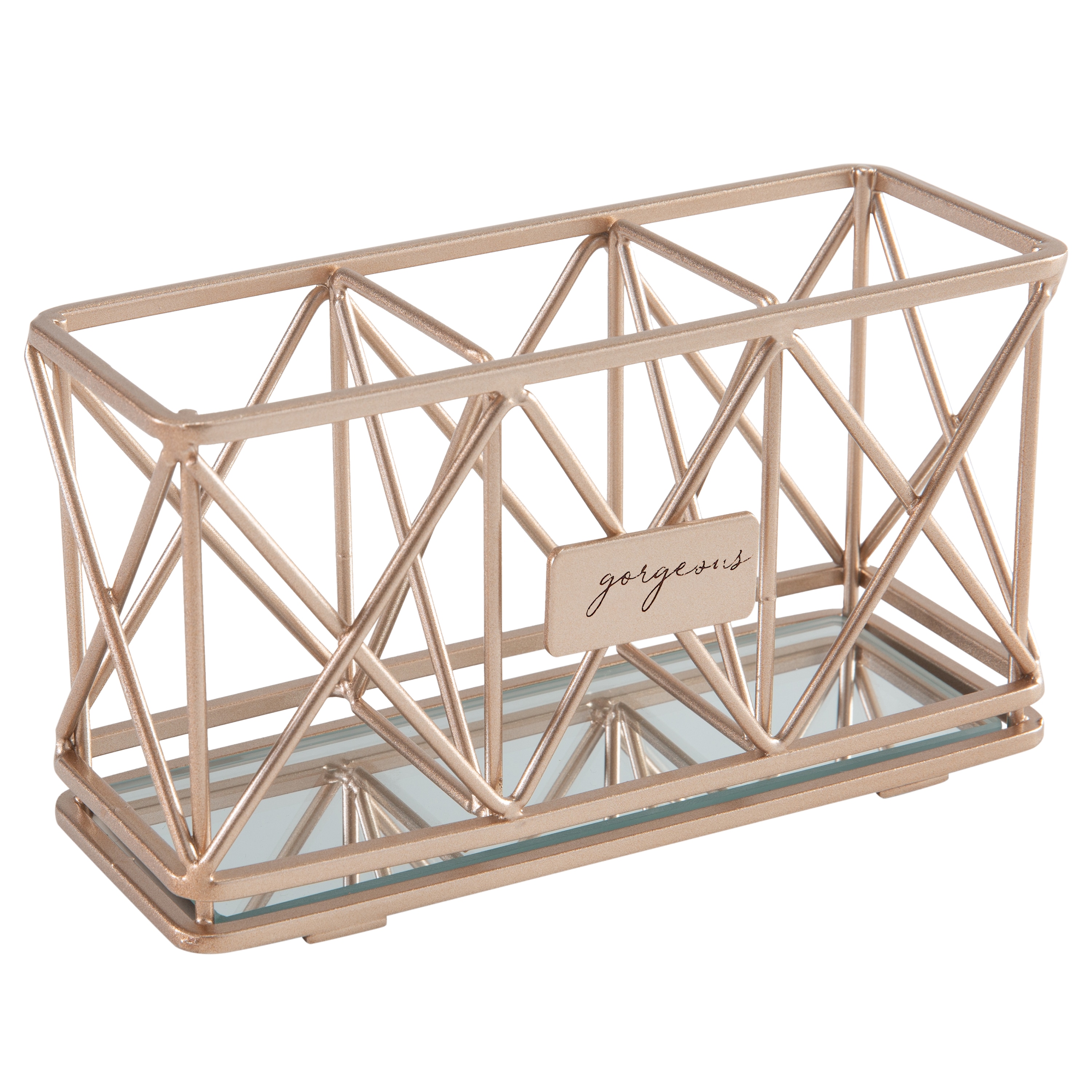 Home Details 27172-ROSEGOLD Rose Gold Metal Vanity tray