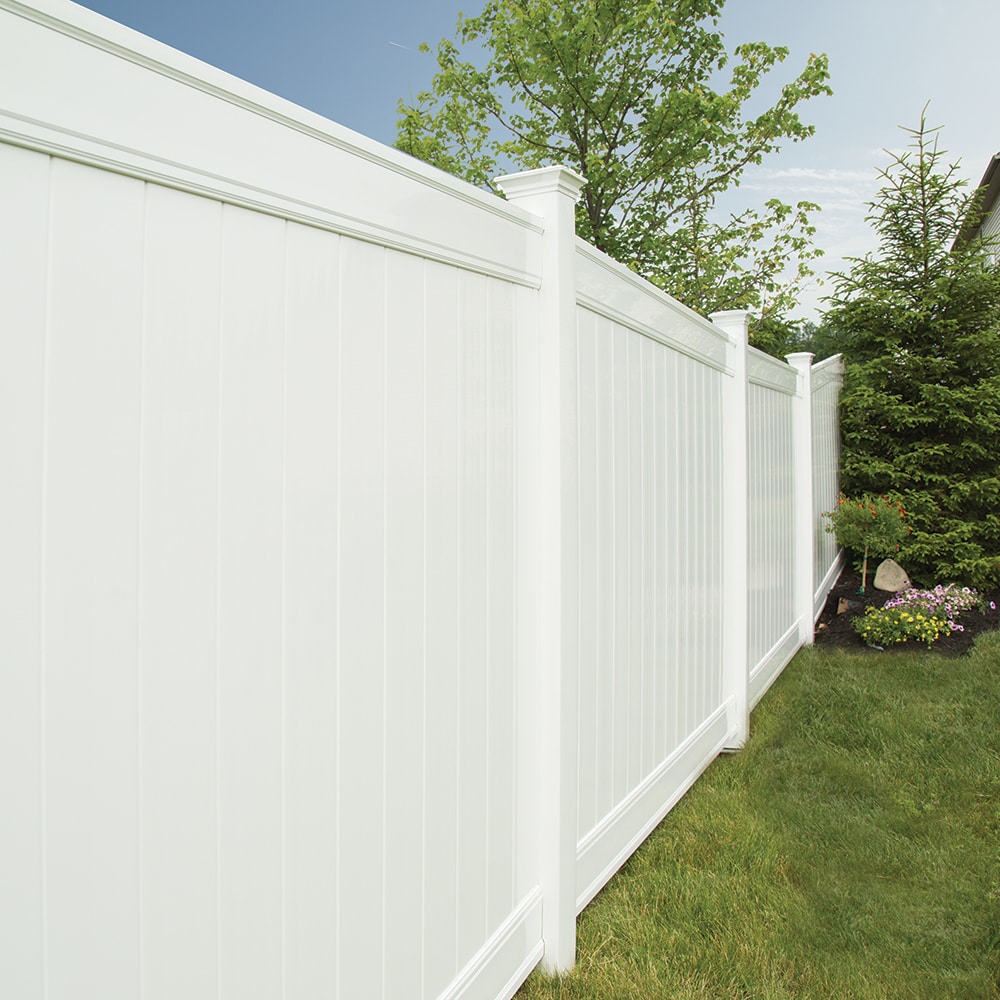 Freedom Emblem 6-ft H x 8-ft W White Vinyl Flat-top Fence Panel in the Vinyl Fencing department at Lowes