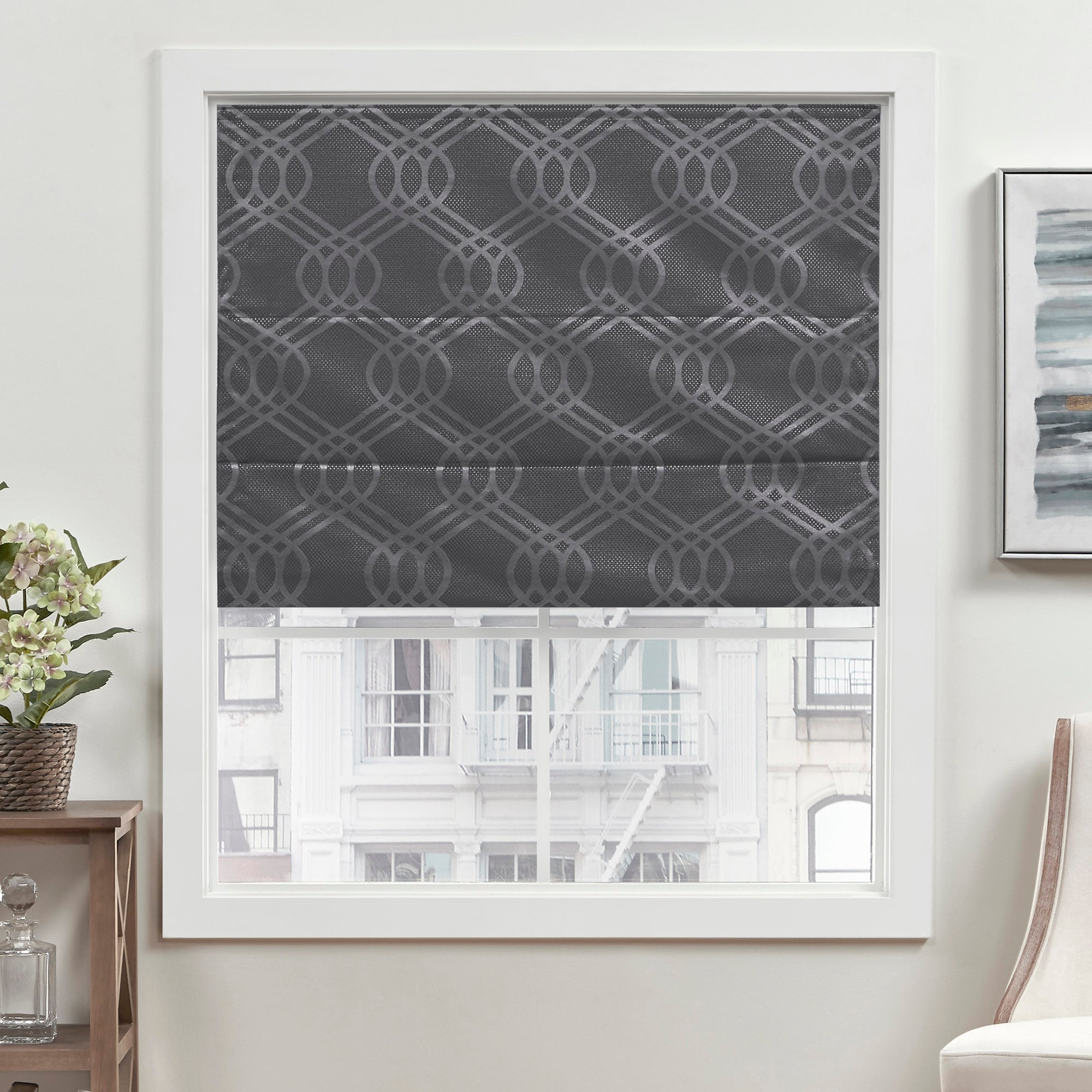 Exclusive Home YO013607DSEHD1 020 34-Inches x 64-Inches Grey Blackout Cordless Roman shade