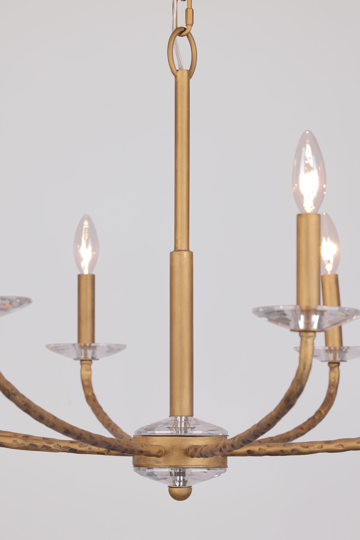 Ashen Gold 36" 8-Light Candle Style Chandelier with Crystal Accents
