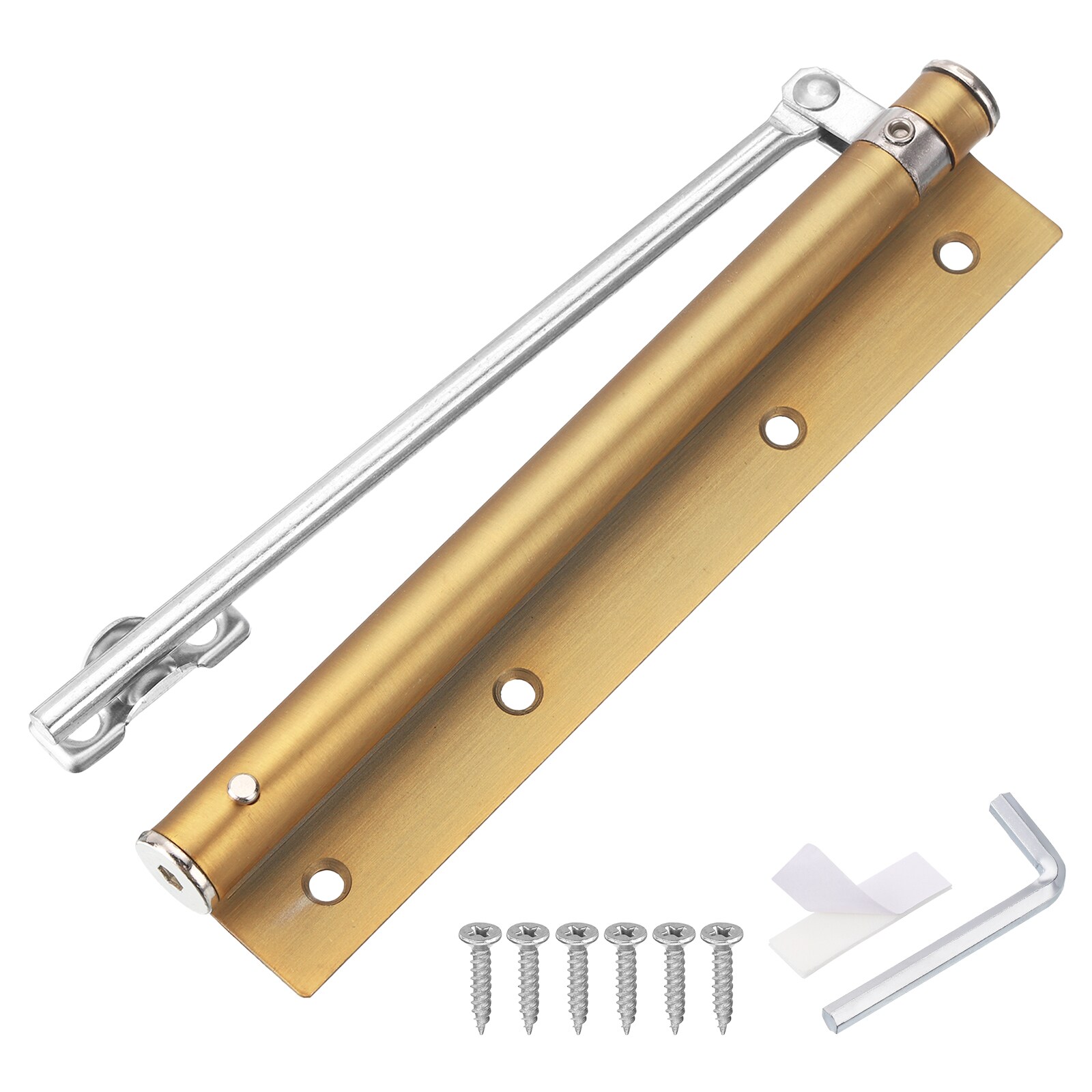 Unique Bargains 195mm/7.68inch Spring Door Closer Stainless Steel Automatic Door Closers with Adjustable Closing Speed for Home Self-Closing 5kg Door Brass
