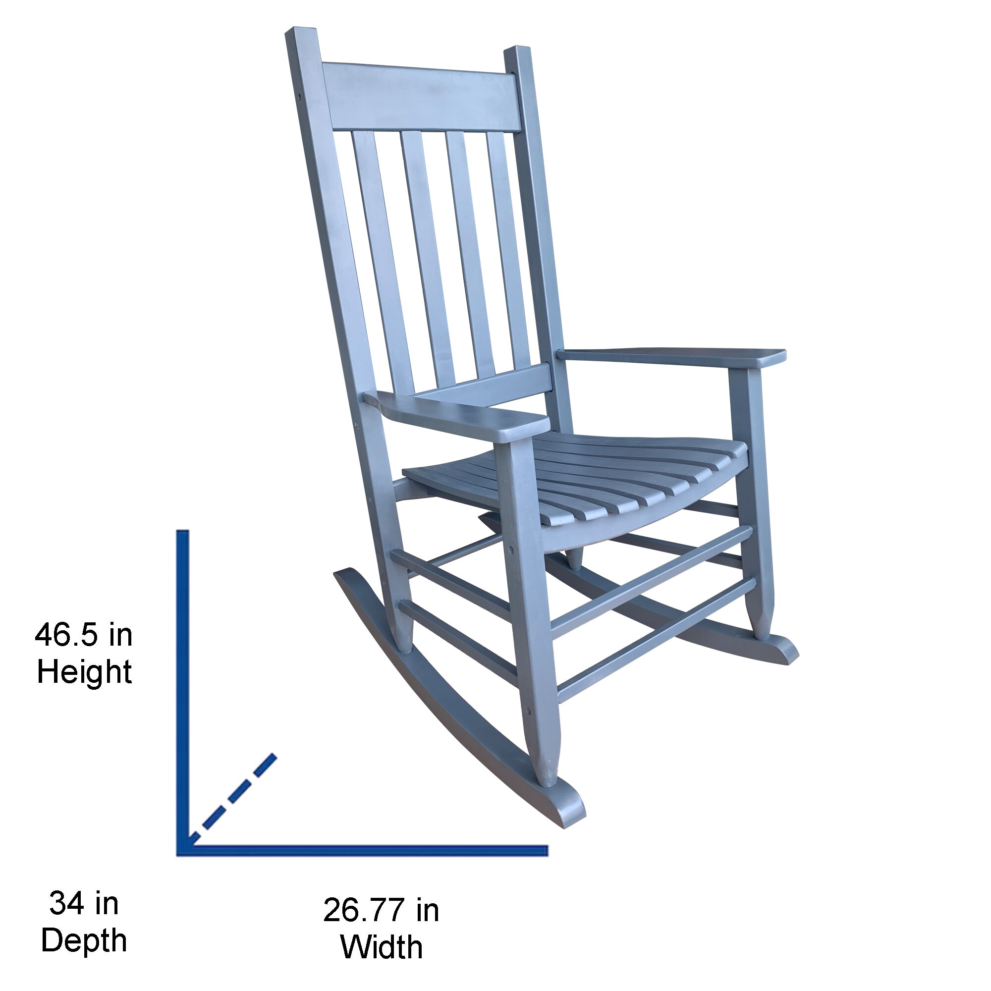 Style Selections Grey Wood Frame Rocking Chair With Slat Seat At Lowes Com   65816307 