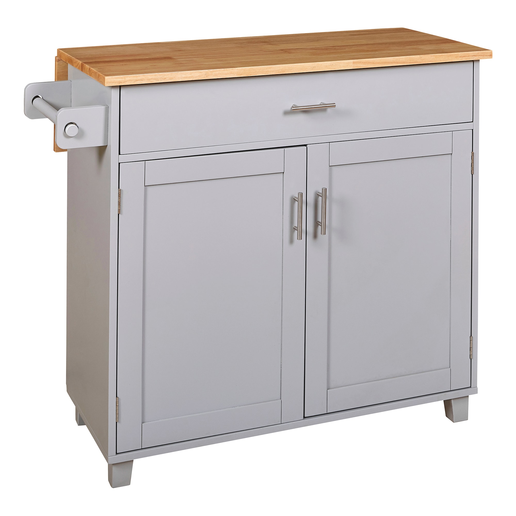 Bybafun YB2600094 Gray MDF Base with Wood Wood Top Rolling Kitchen Island ( 25.7-Inches x 39-Inches x 34-Inches )