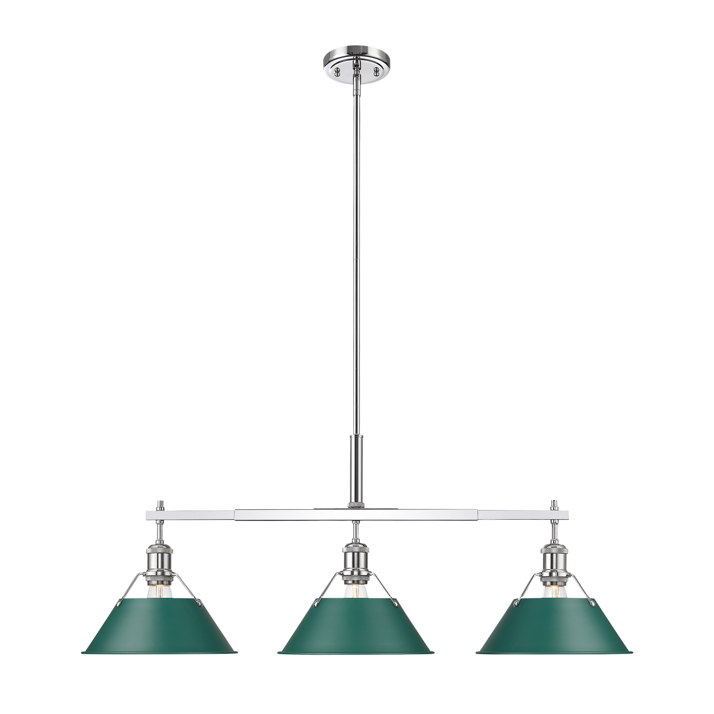 Golden Lighting 3306-LP CH-GN Orwell 3 -Light Chrome Transitional Cone Large Hanging Pendant light