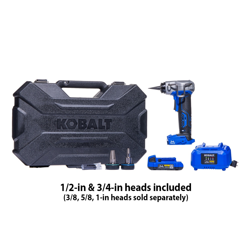 Kobalt KPE 1024A-03 24V PEX Expander Kit (2Ah Battery and 85W Charger, plus 1/2-in, 3/4-in Heads)