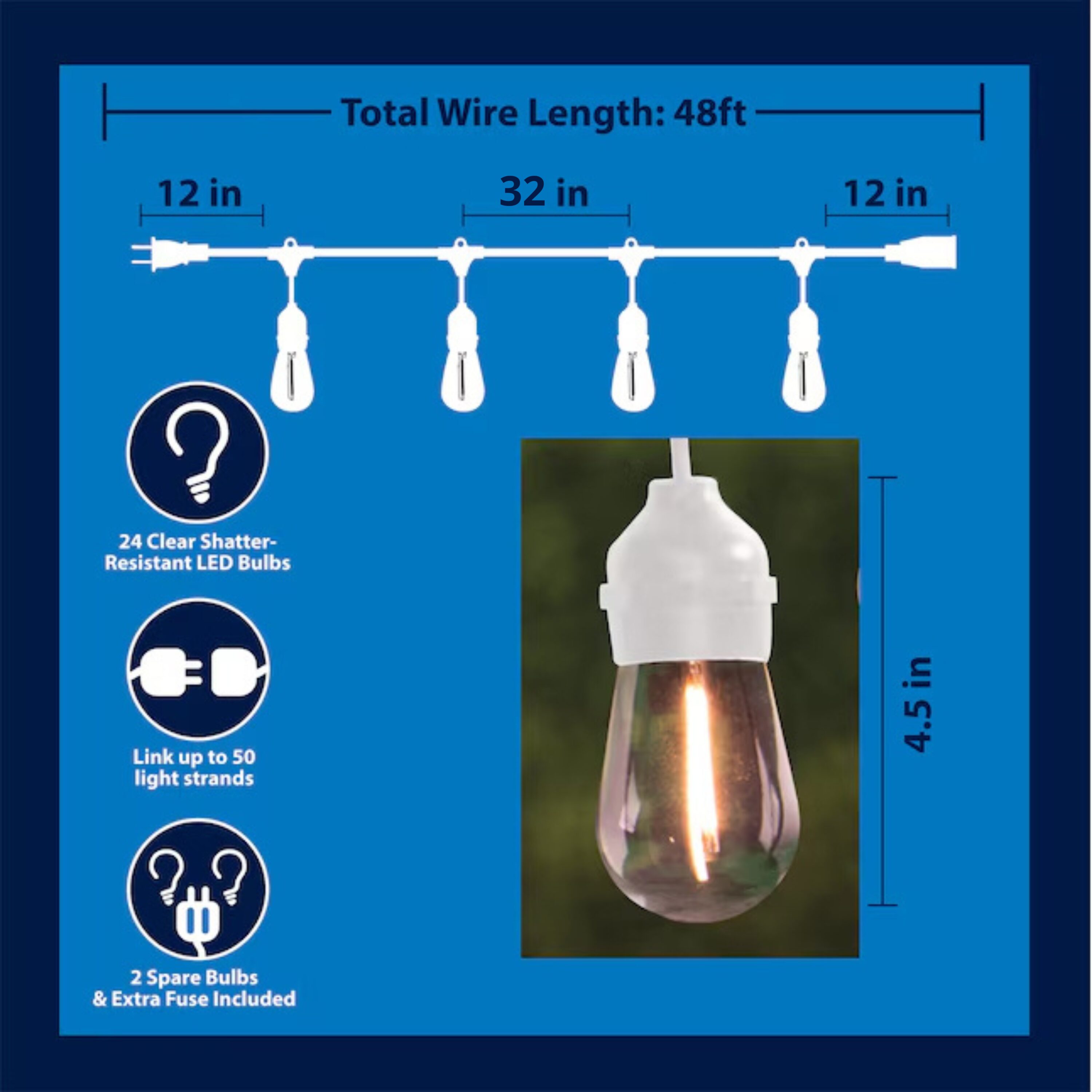 Harbor Breeze SLL12WH(48') Patio-String-Lights - View #12