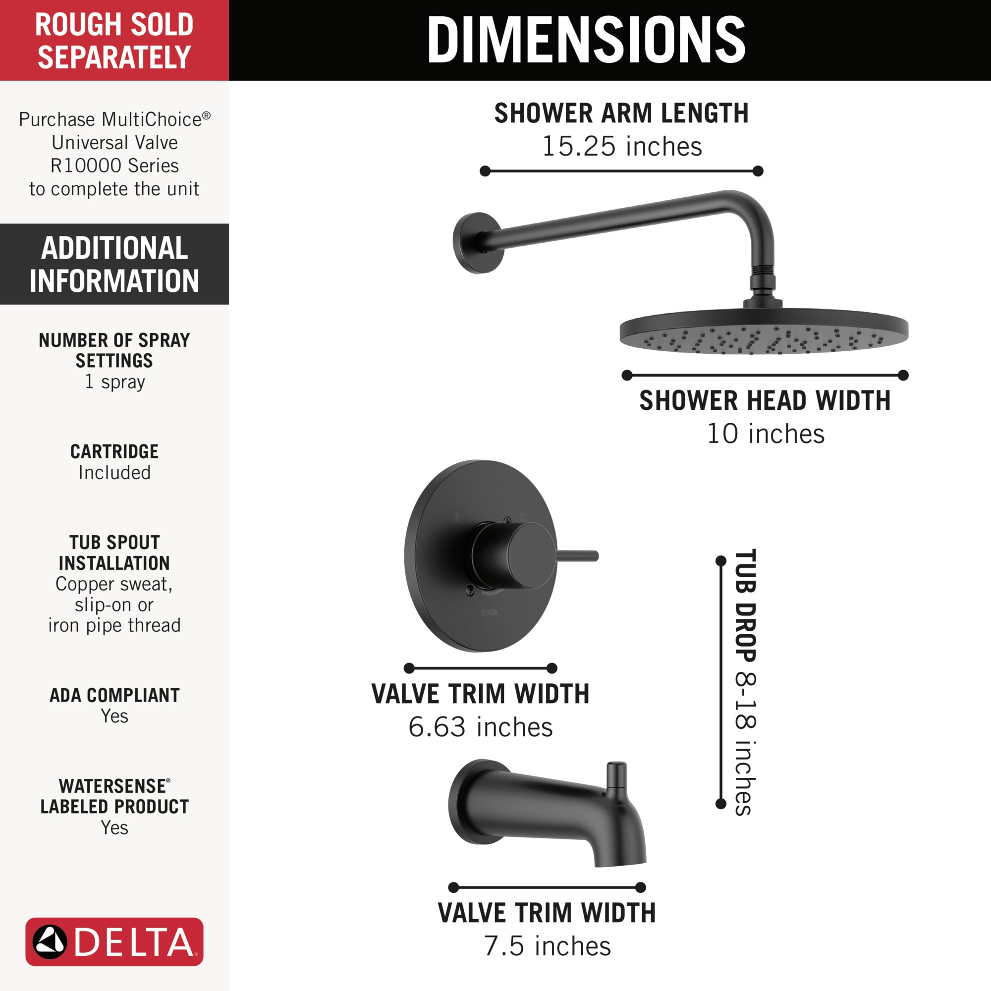 Delta T14469-BL-PP Tub-Shower-Faucets - View #3