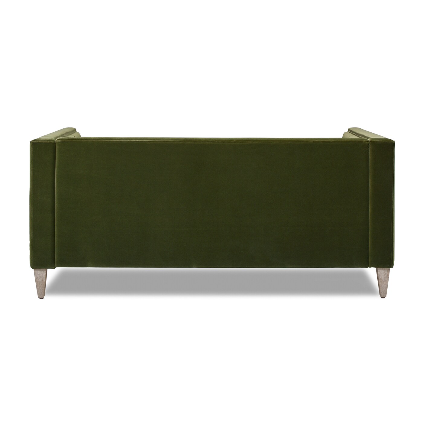 James 74" Olive Green Velvet Tuxedo Sofa with Wood Legs