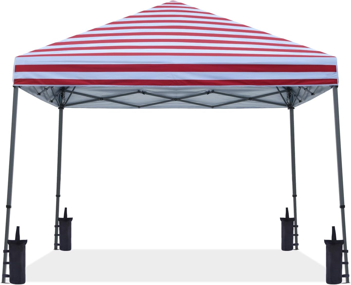 ABCCANOPY ABC-DHZK7-PBT Stable Pop up Outdoor Canopy Tent 10 x 10 ft Base 8 x 8 ft Top Red Stripes