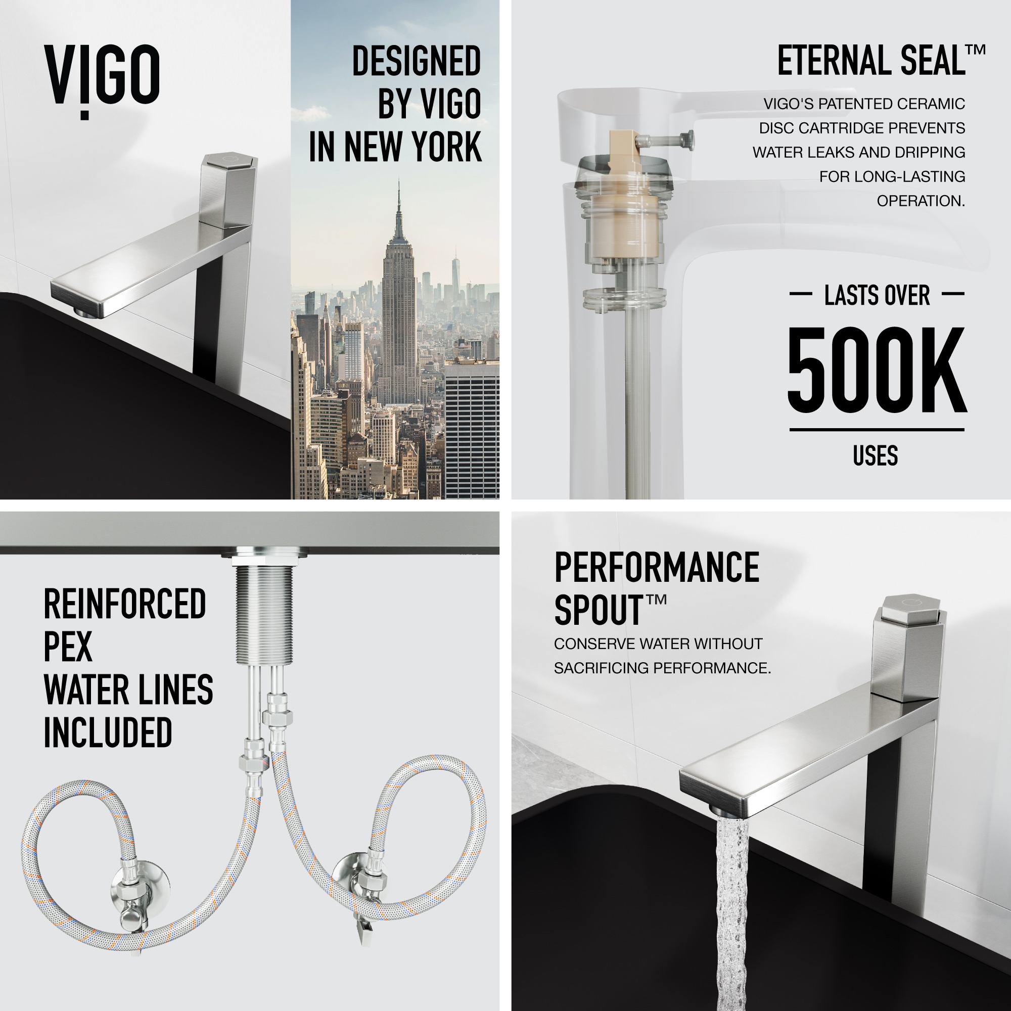 Nova Elegance Tall Rectangular Spout Bathroom Vessel Faucet in Brushed Nickel