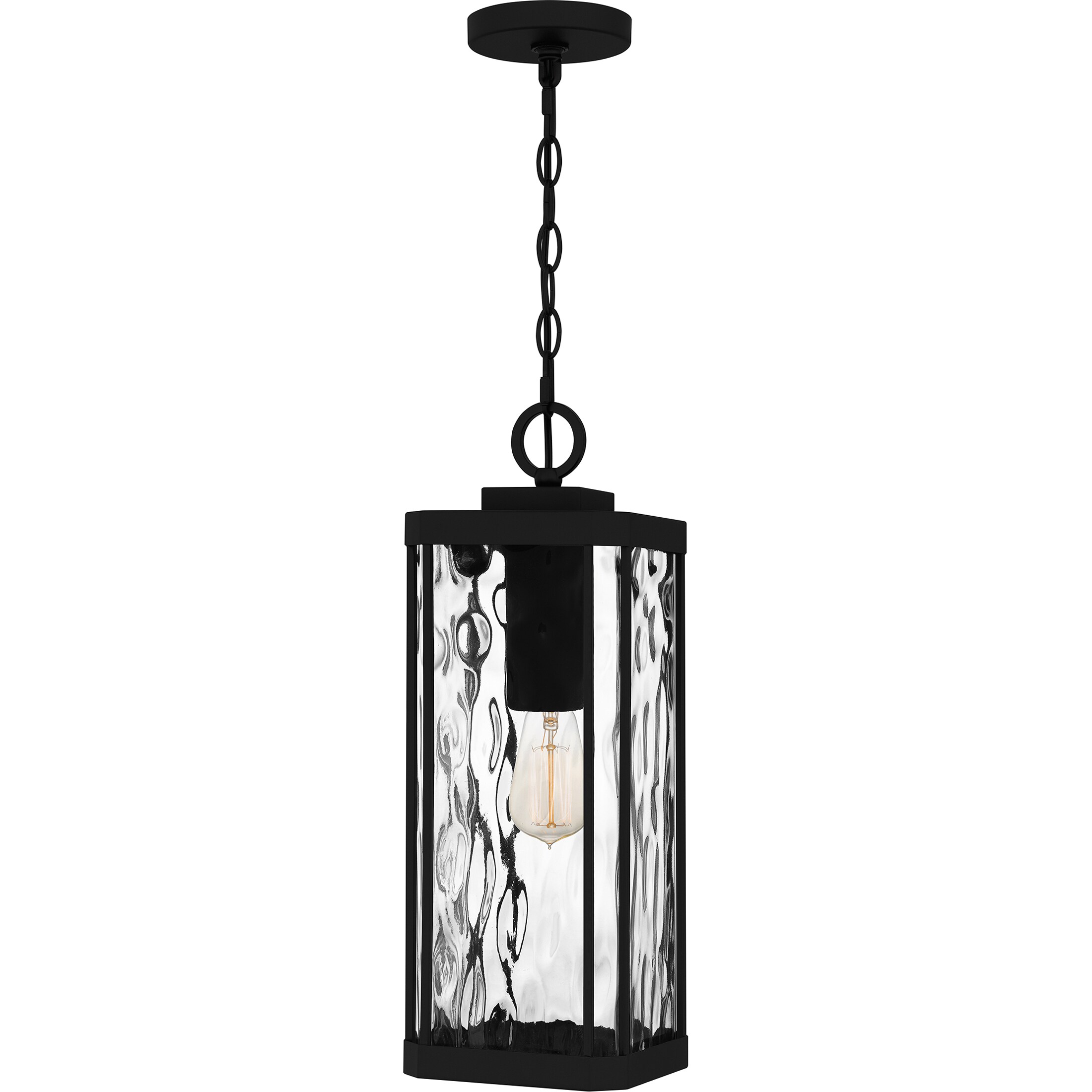 Quoizel BCR1907MBK Balchier Matte Black Transitional Textured Glass Lantern Mini Outdoor Hanging Pendant Light