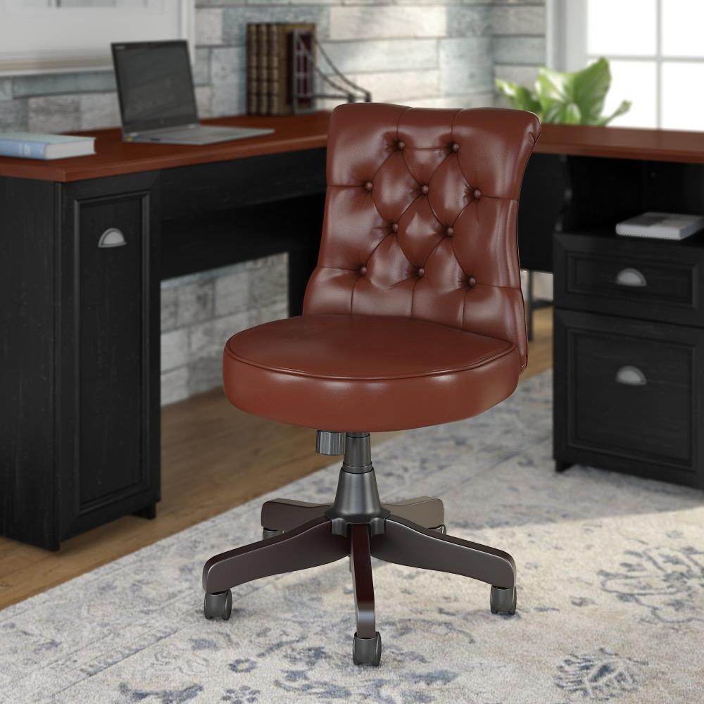 Bush Business Furniture Arden Lane Harvest Cherry Leather Contemporary  Adjustable Height Swivel Faux Leather Desk Chair at 