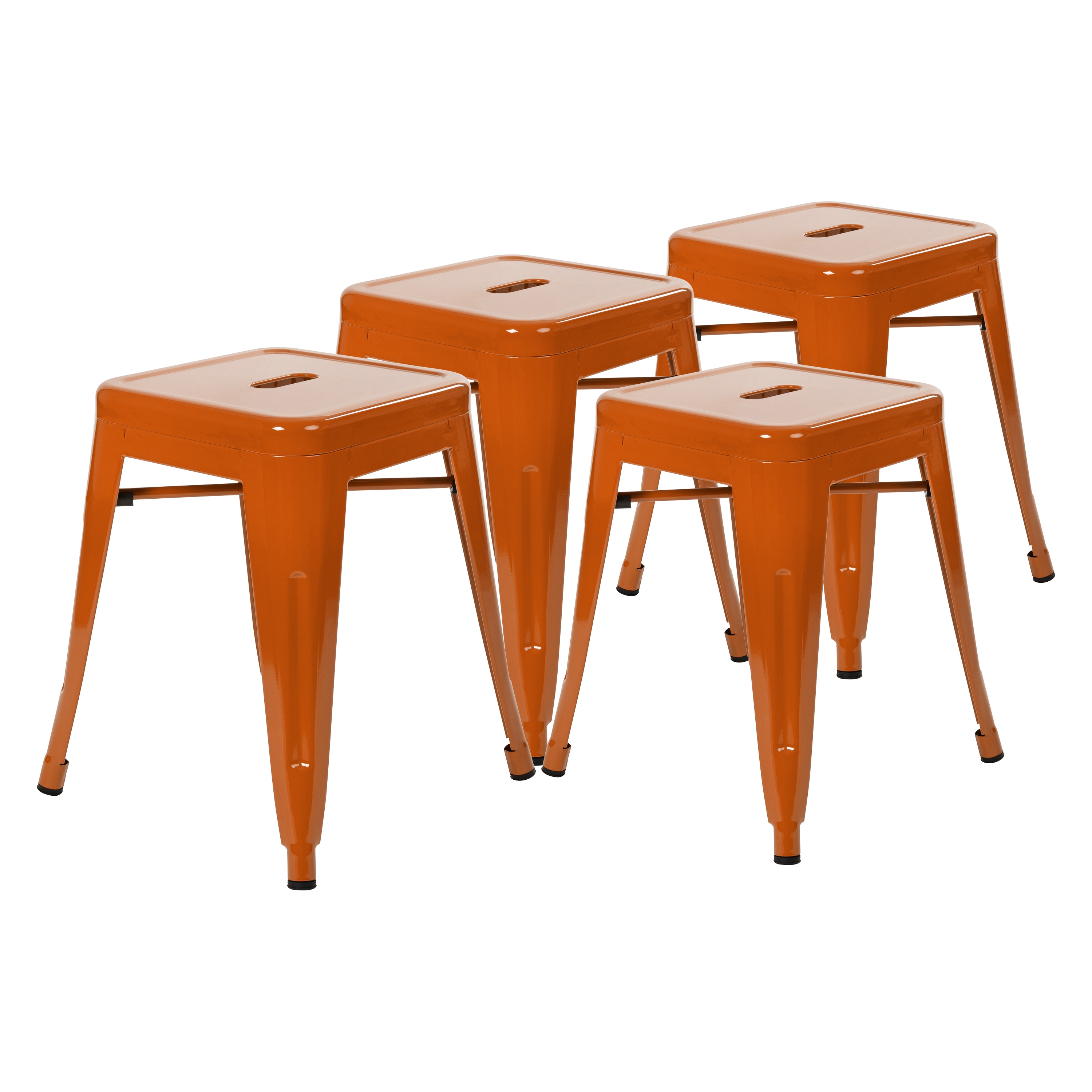 Flash Furniture 889142982470 Kai Orange 18.0-in H Short Square seat Stackable Metal Bar Stool