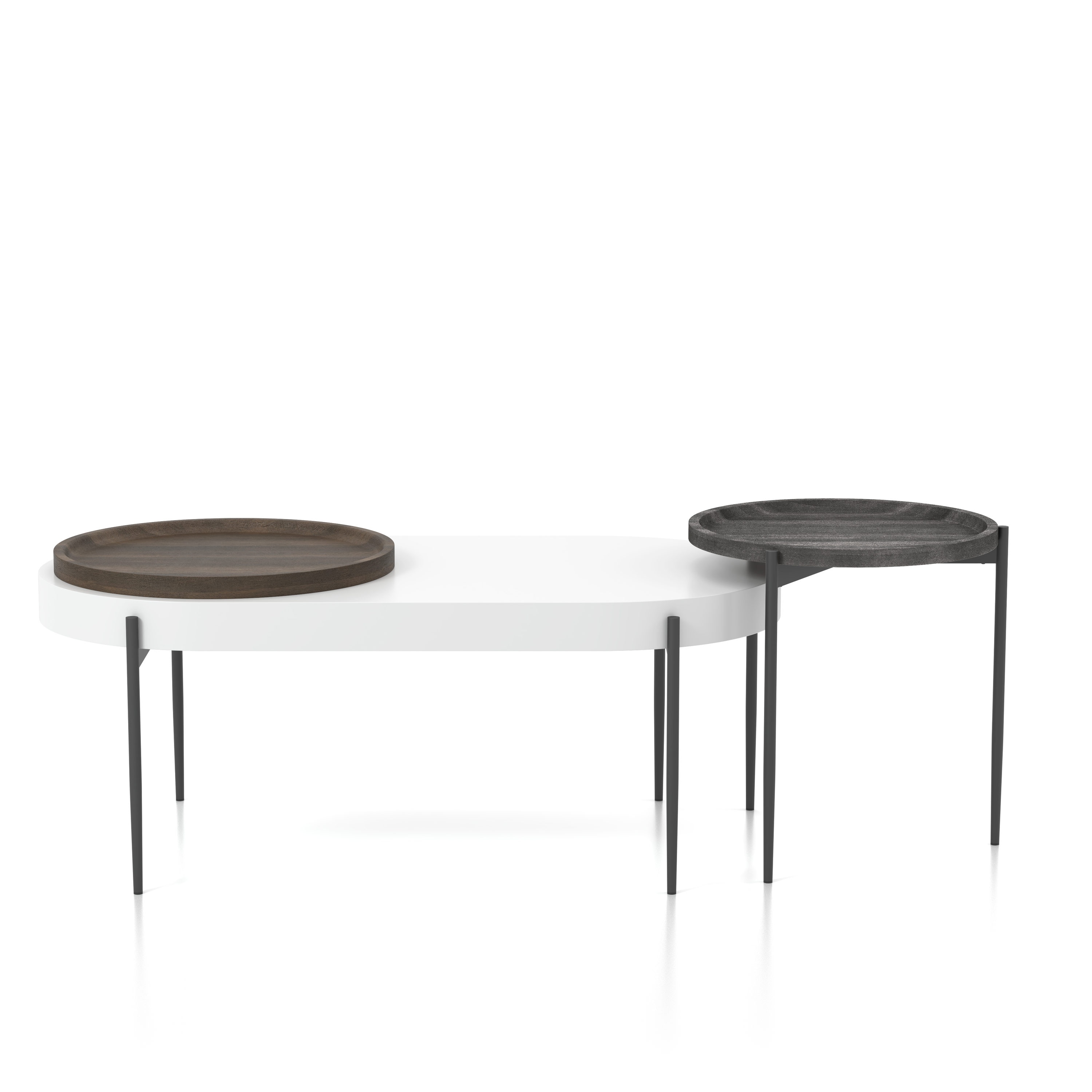 Robinwood Modern Dark Walnut, White High Gloss, Gray Accent Table Set | - Furniture of America IDF-AC344DK