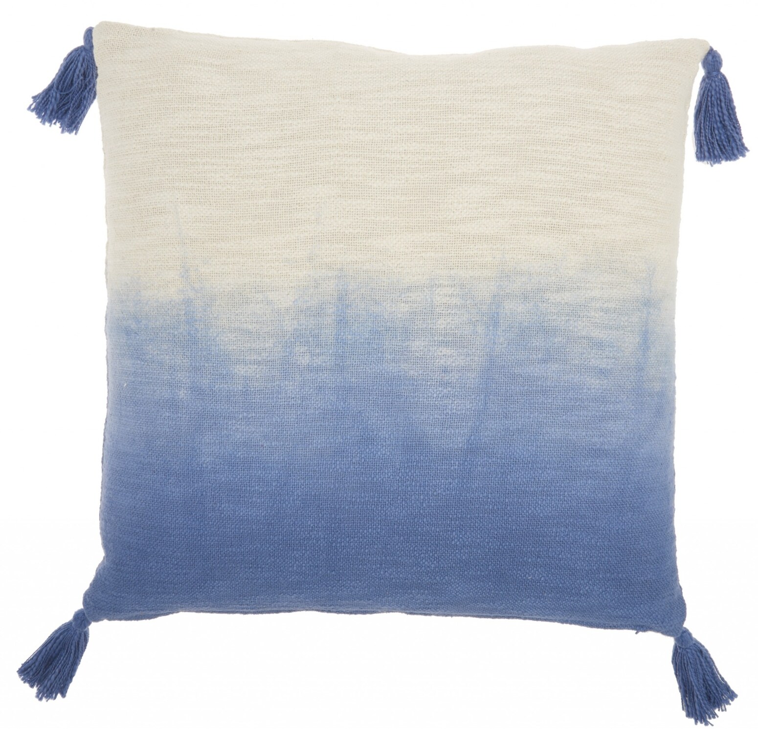 HomeRoots 4000385947 Blue Ombre Tasseled Throw Pillow