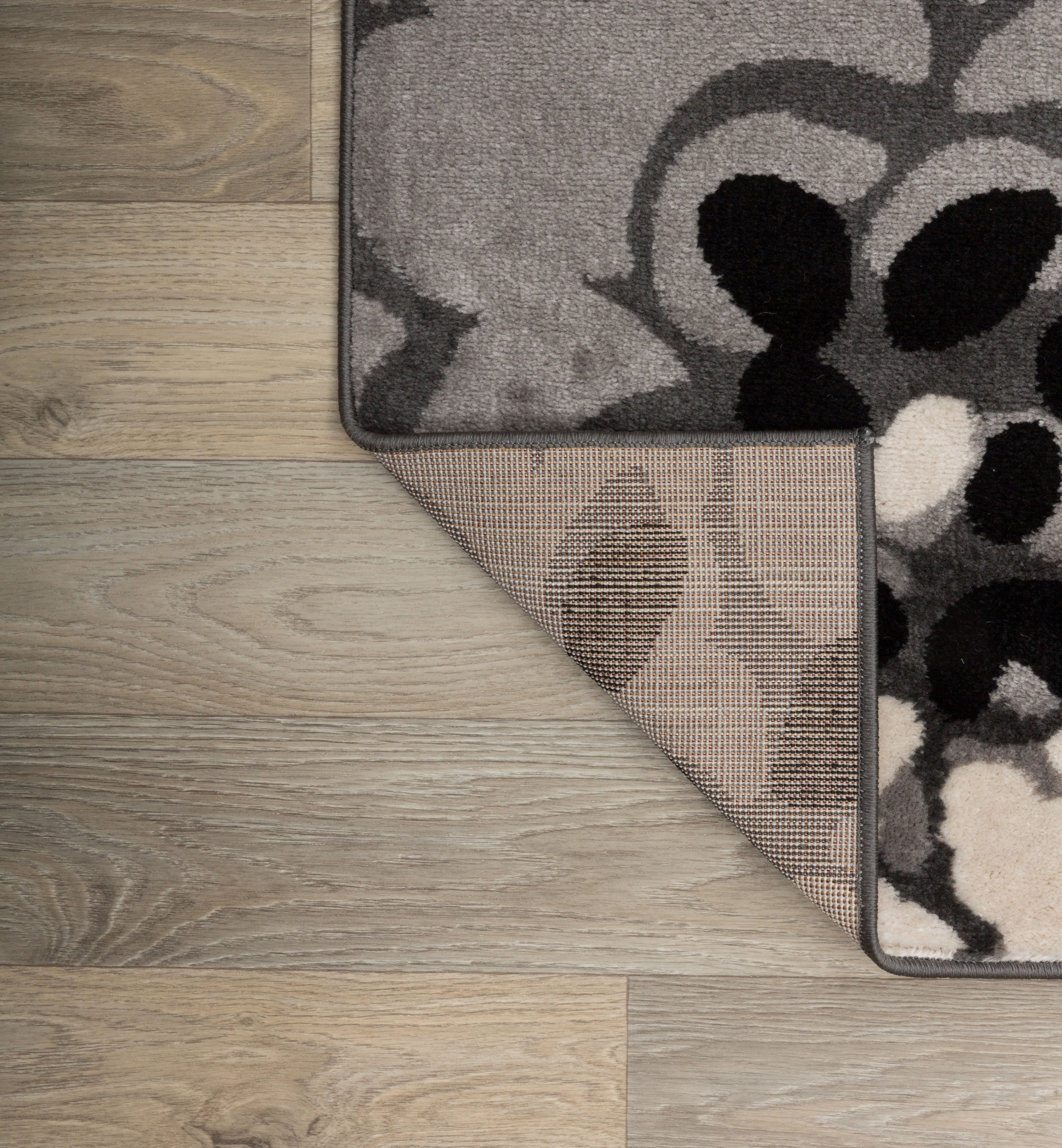 Blue and Gray Floral Synthetic Runner Rug 2' x 10'