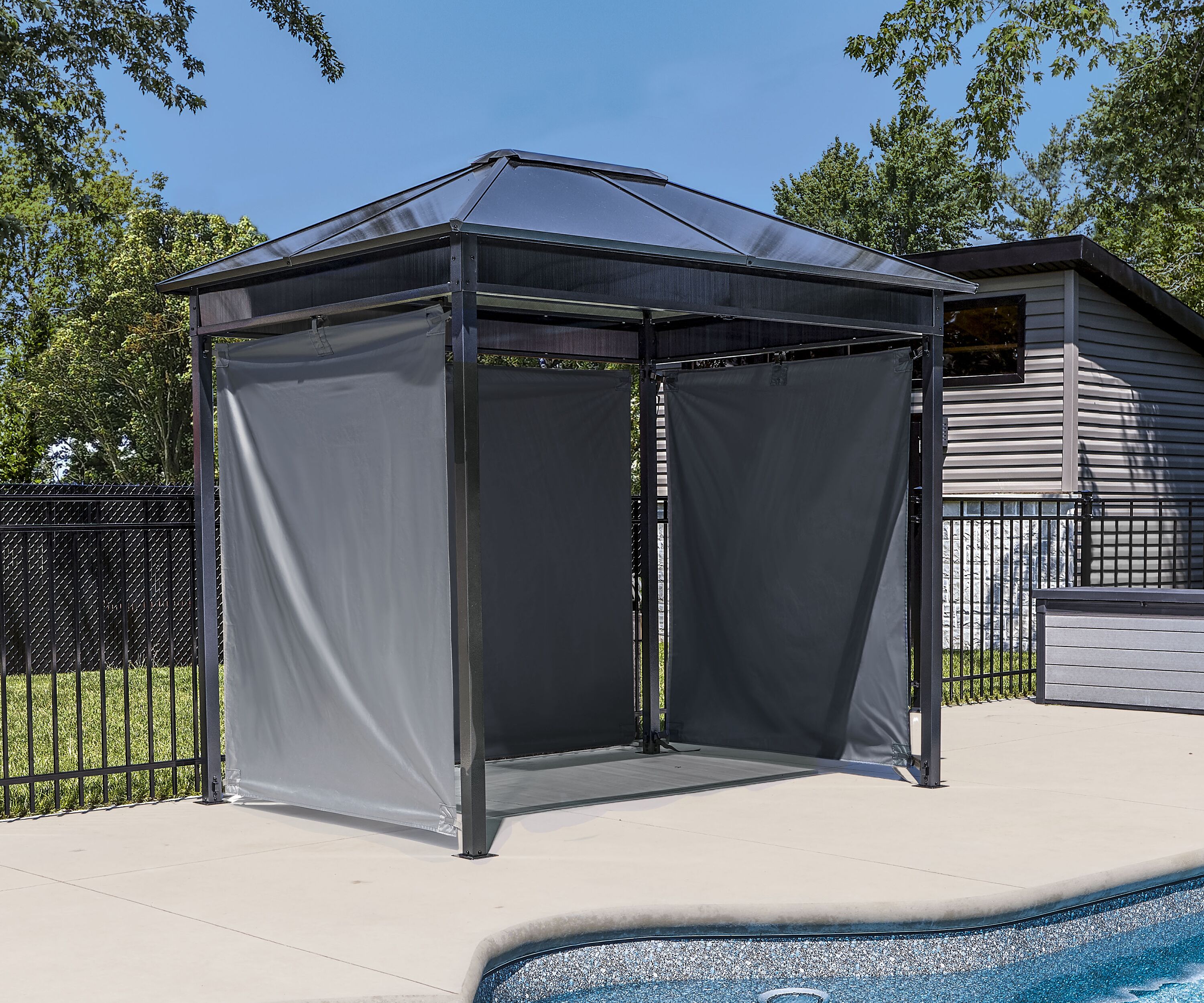 Danxia 7 ft. x 9 ft. Black Steel Frame Patio Gazebo