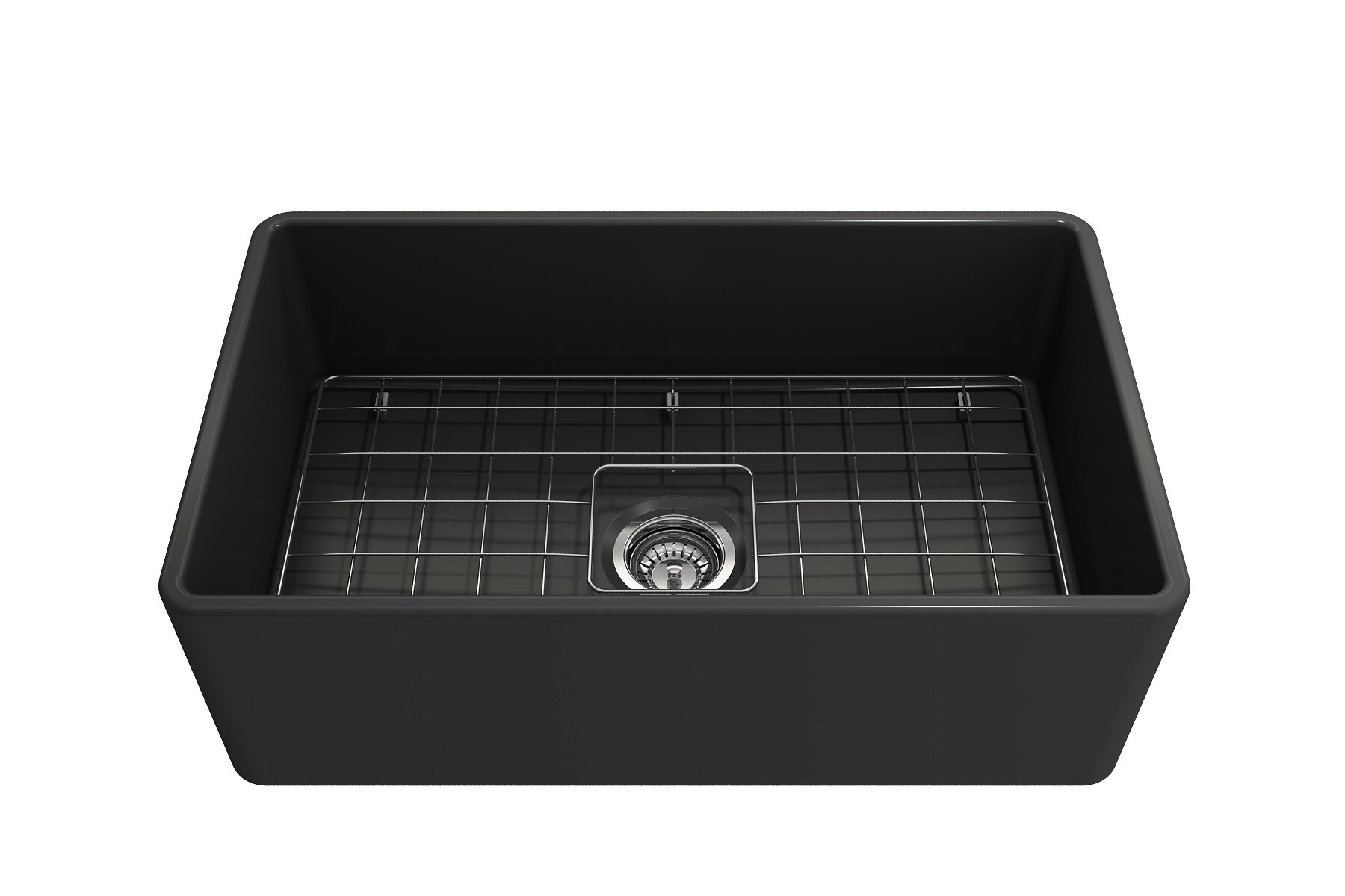 Matte Dark Gray 30-Inch Fireclay Farmhouse Single Bowl Kitchen Sink