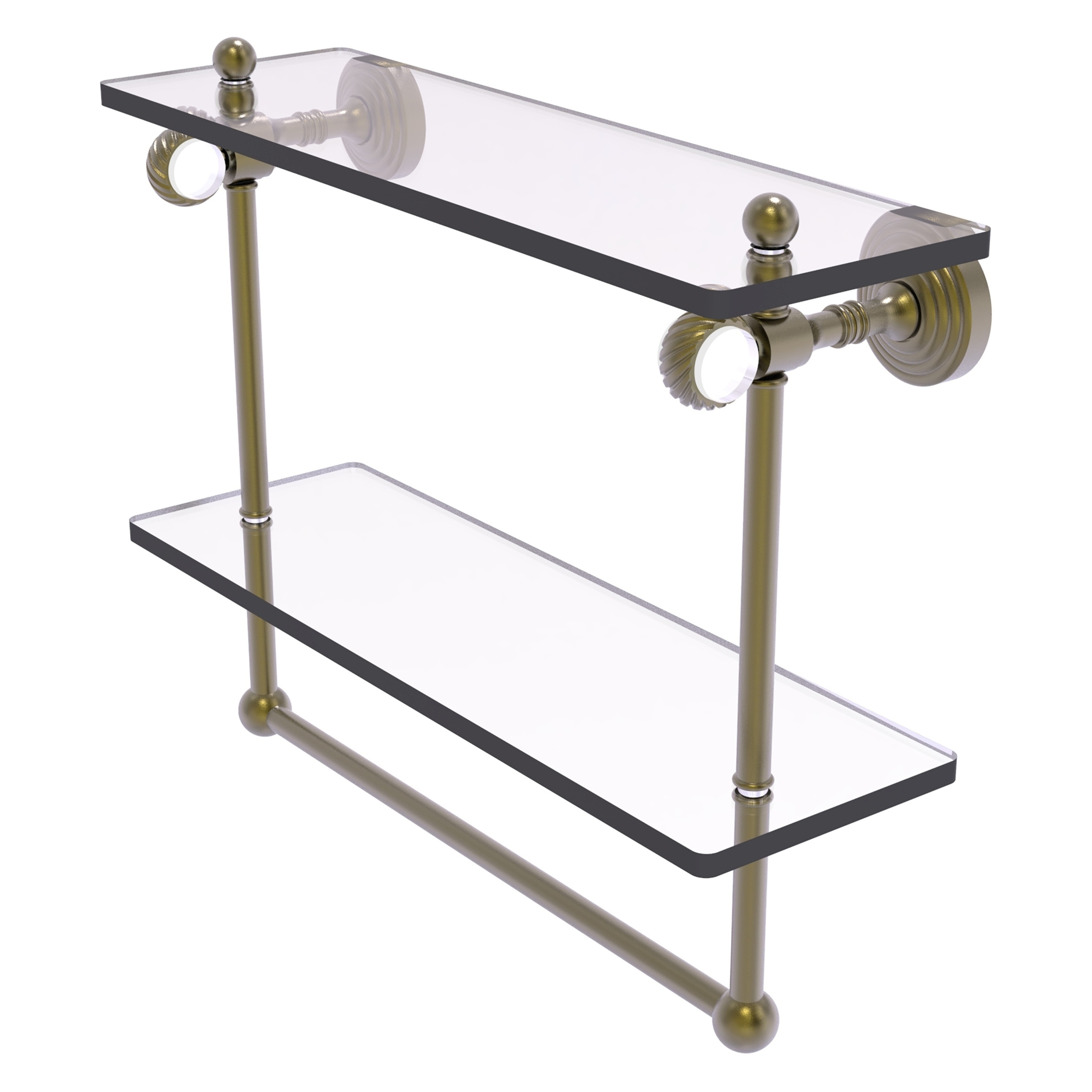 Allied Brass PG-2TBT-16-ABR Pacific Grove Antique Brass 2 -Tier Wall mount Bathroom Shelf ( 16-in x 13-in x 5-in )