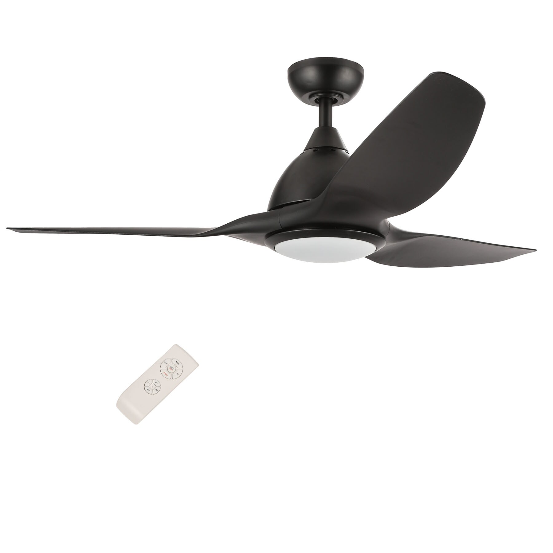 CO-Z CFN-1058-BK 52-in Black Color-changing Indoor Propeller Ceiling Fan with Light and Remote (3-Blade)