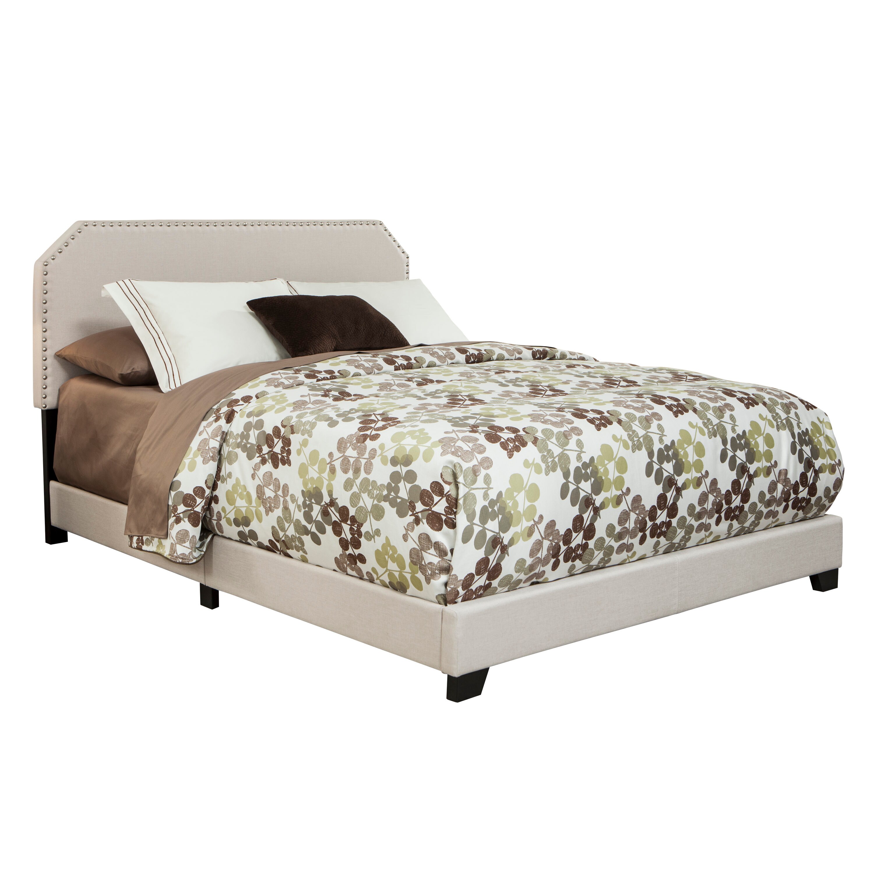 OSHOME 850-LN Upholstered Headboards Off White Linen Queen Upholstered Bed