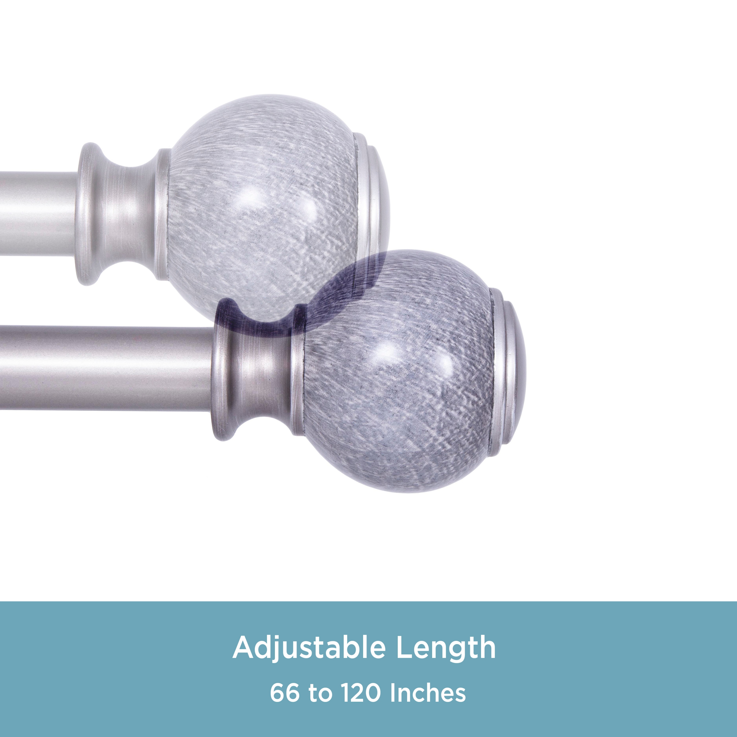 Pewter Telescoping Decorative Curtain Rod with Ball Finials