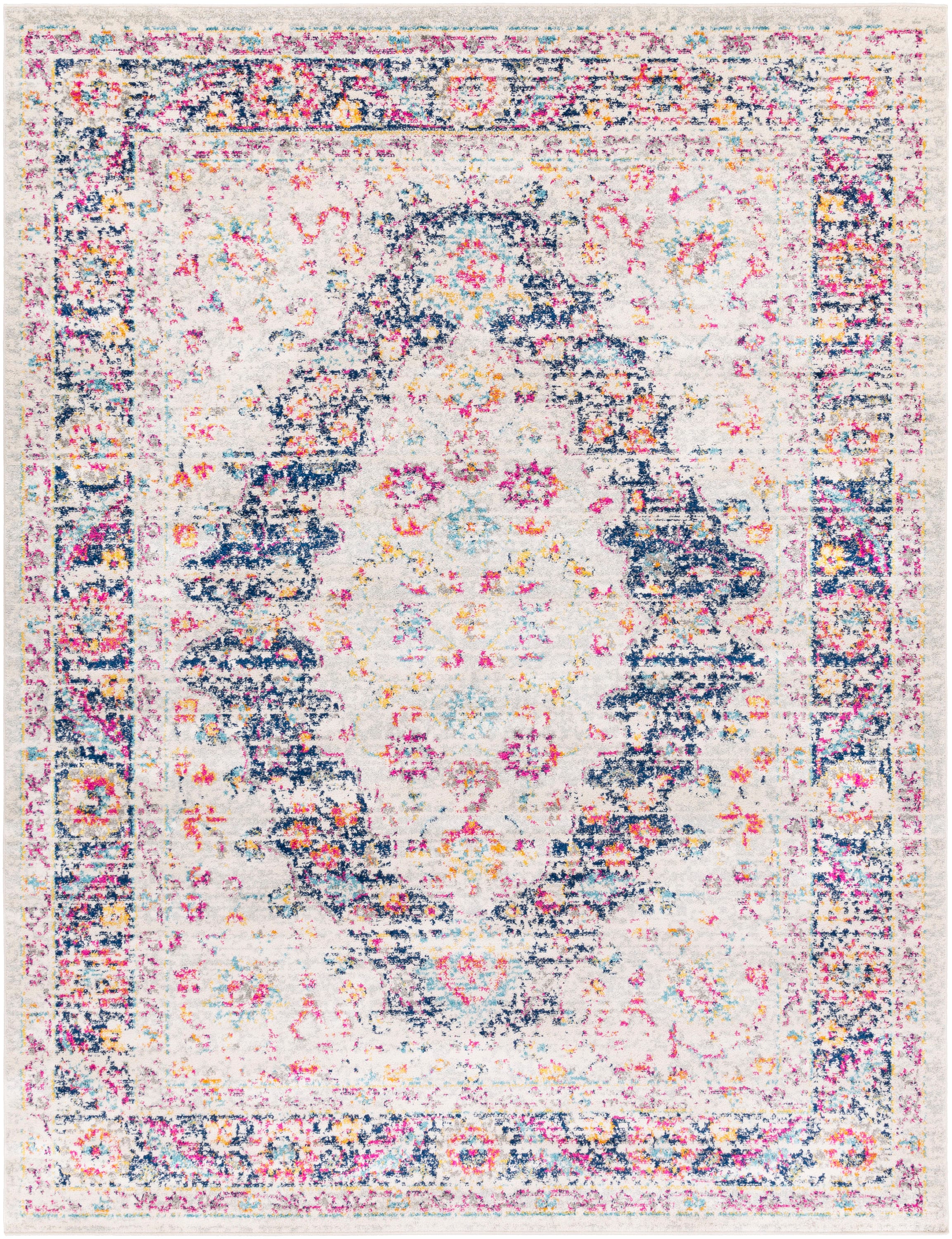 Livabliss ELZ2312-710103 Elaziz 8 x 10 (ft) Polypropylene Pink Rectangular Indoor Medallion Global Area rug