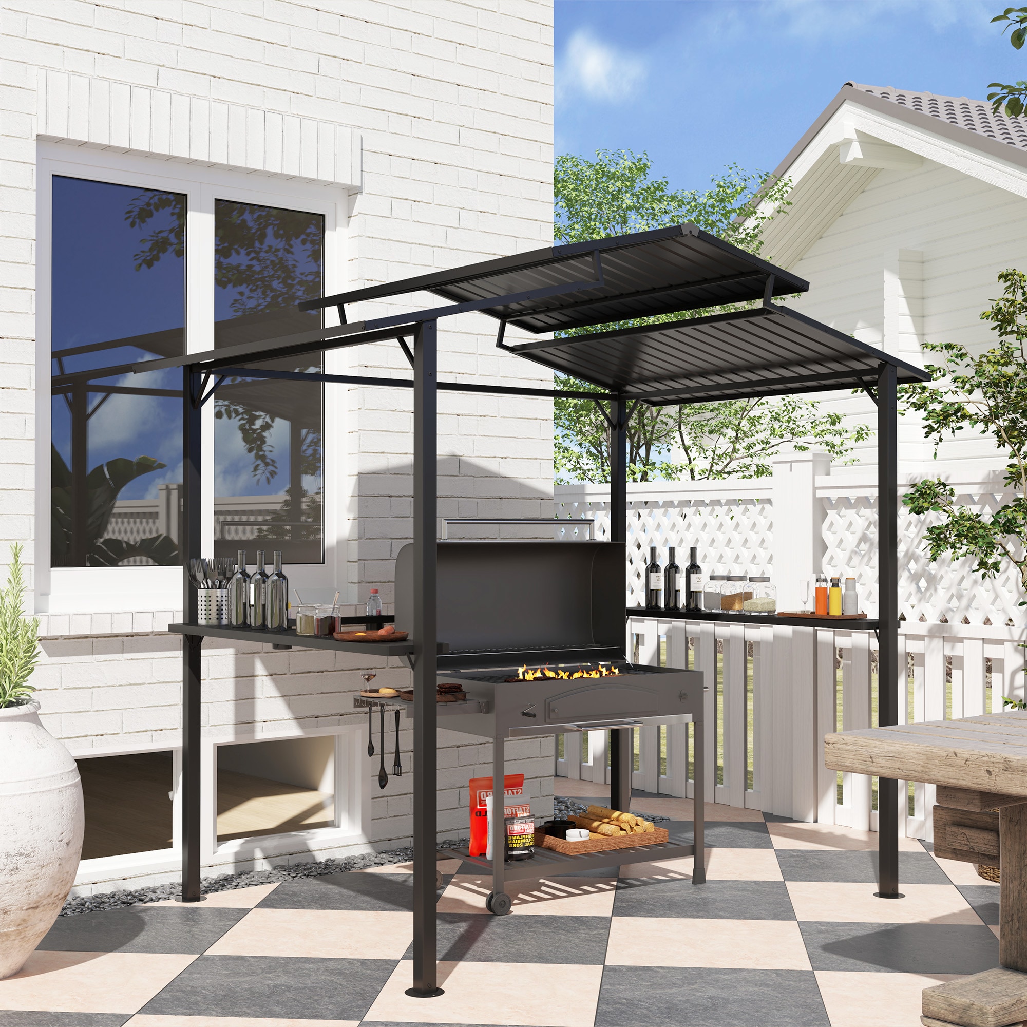 Outsunny 84C-638V00DR Wood-Resin-Gazebos - View #2
