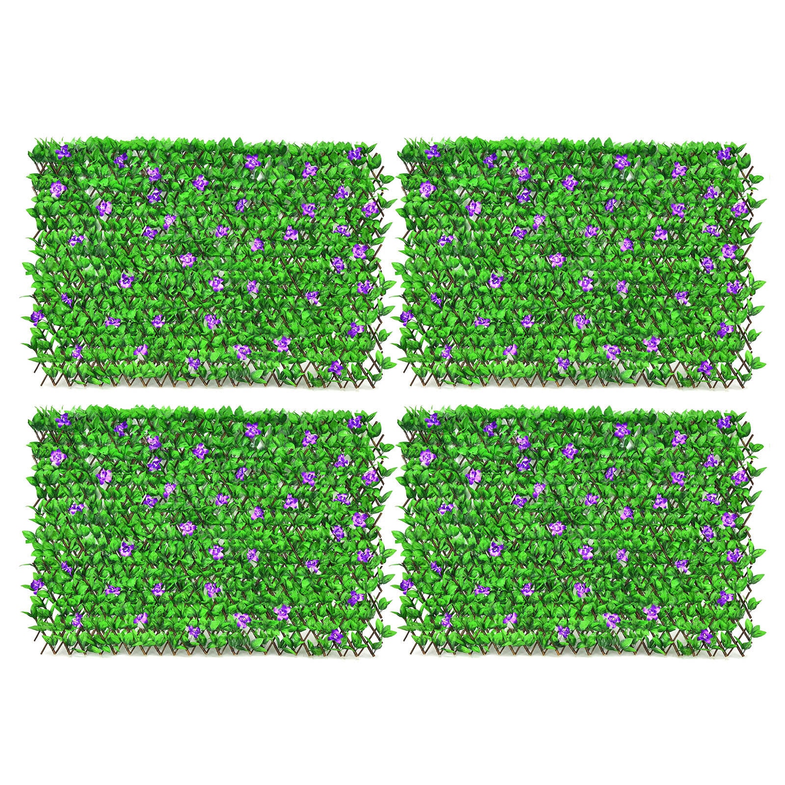 Slickblue 79 Inch W x 39 Inch H- Expandable Ivy Privacy Fence 4-Pack Purple Green Willow Polyester Panels Garden Patio Balcony Indoor Use