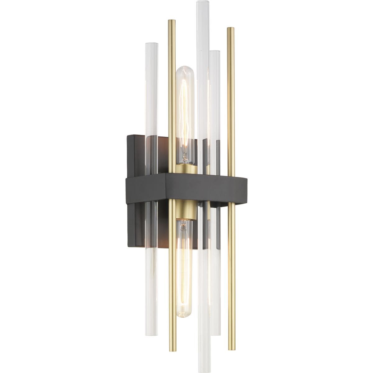 Elegant Orrizo Black Wall Sconce with Clear Glass and Golden Accents
