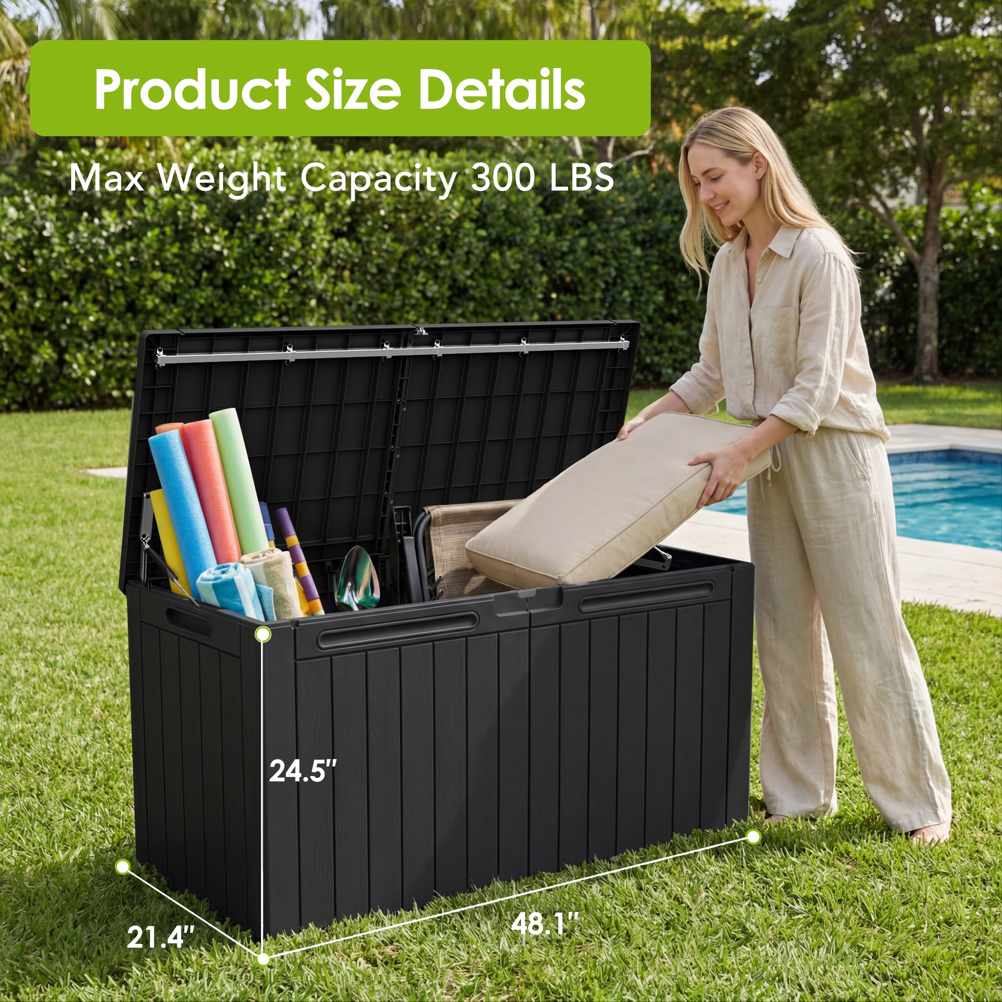 Patiowell 100-Gallon Black Plastic Deck Box in the Deck Boxes