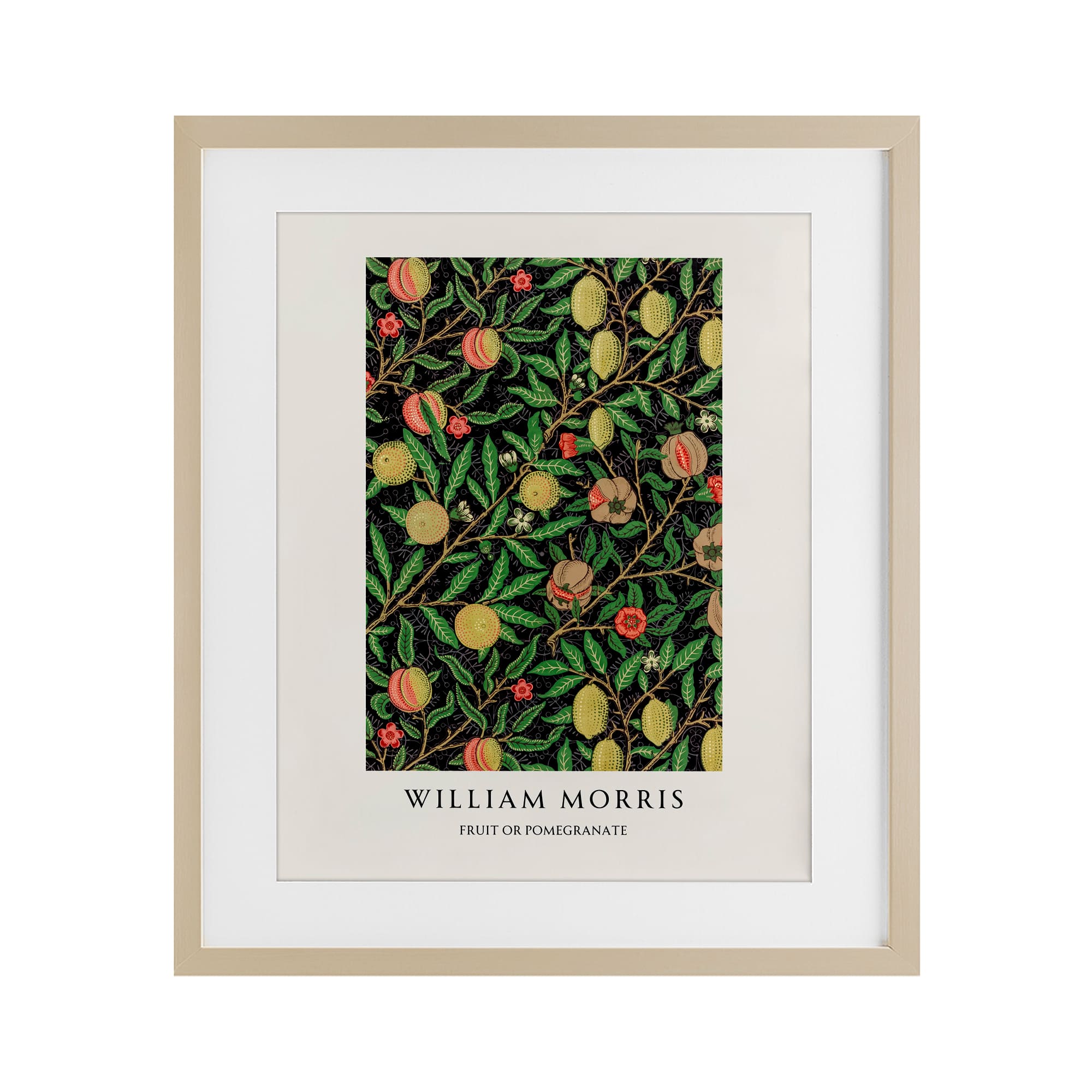 Stupell Industries - William Morris Fruit Or Pomegranate Brown Framed Print Under Glass 13 x 16