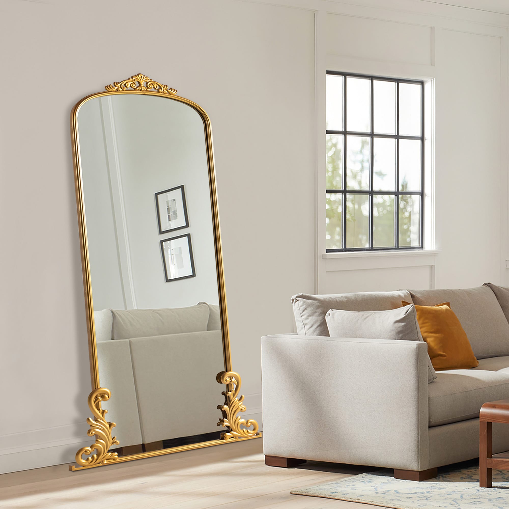 NeuType 29-in W x 68-in H Arch Gold Framed Full Length Floor Mirror