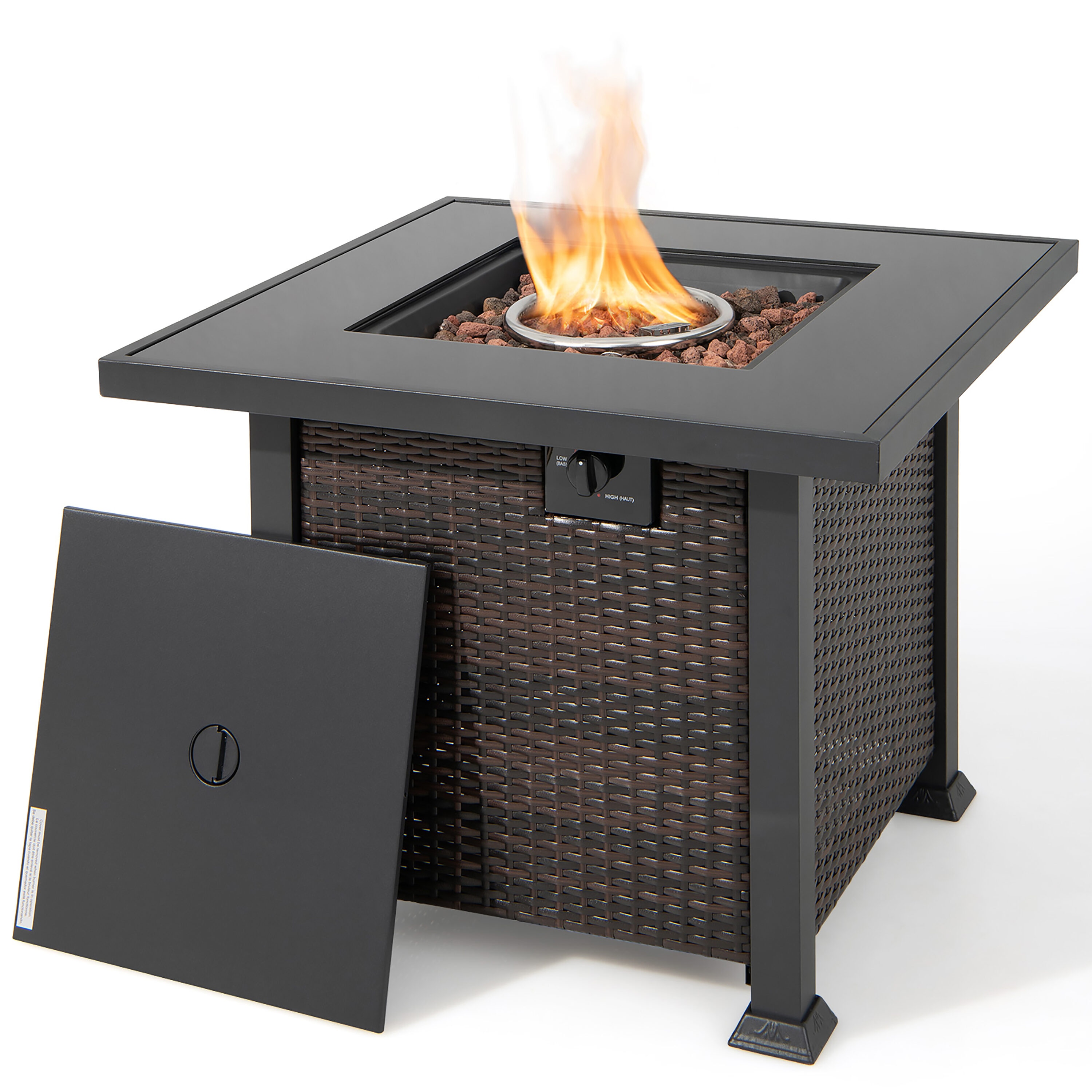 Costway NP10618CF 32-Inches W Brown Steel Rectangle Tabletop Liquid propane Fire table